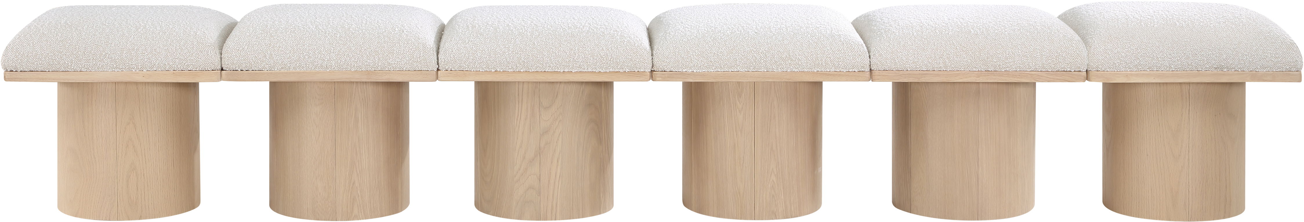 Pavilion - 108" 6 Piece Modular Bench With Natural Base - Cream