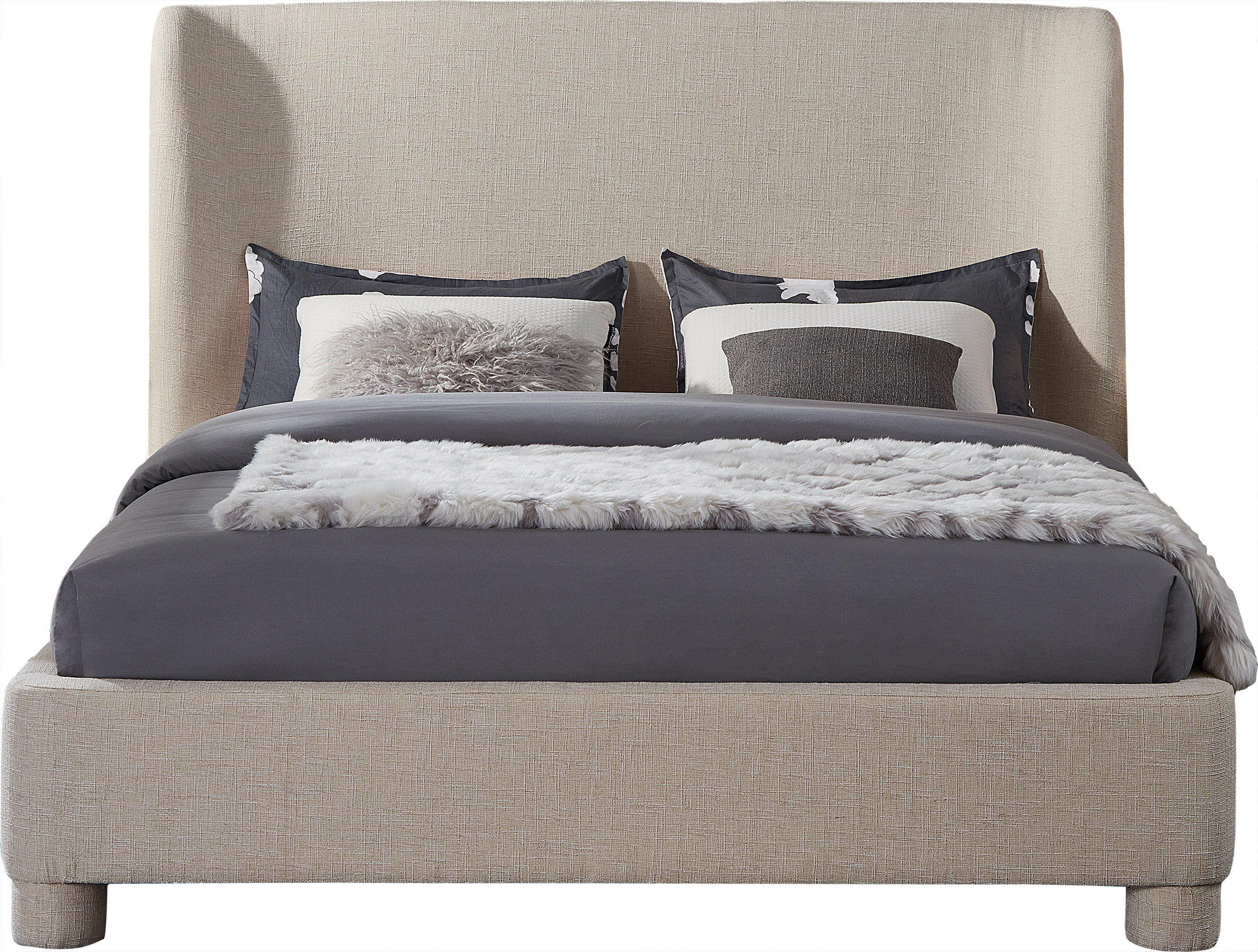 Penny - Polyester Fabric Queen Bed - Beige