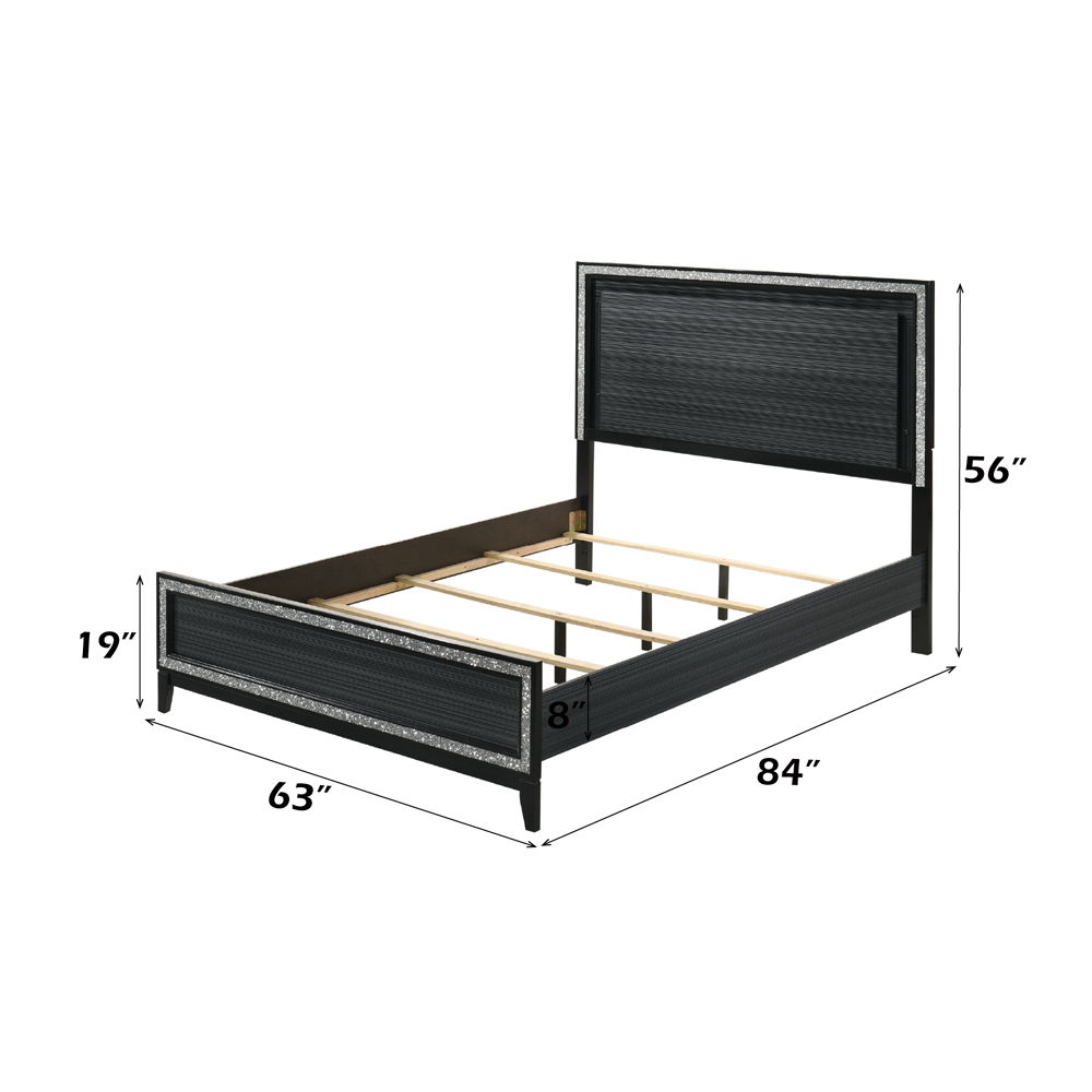 Haiden - Queen Bed With LED - Weathered Black, black, view 3
