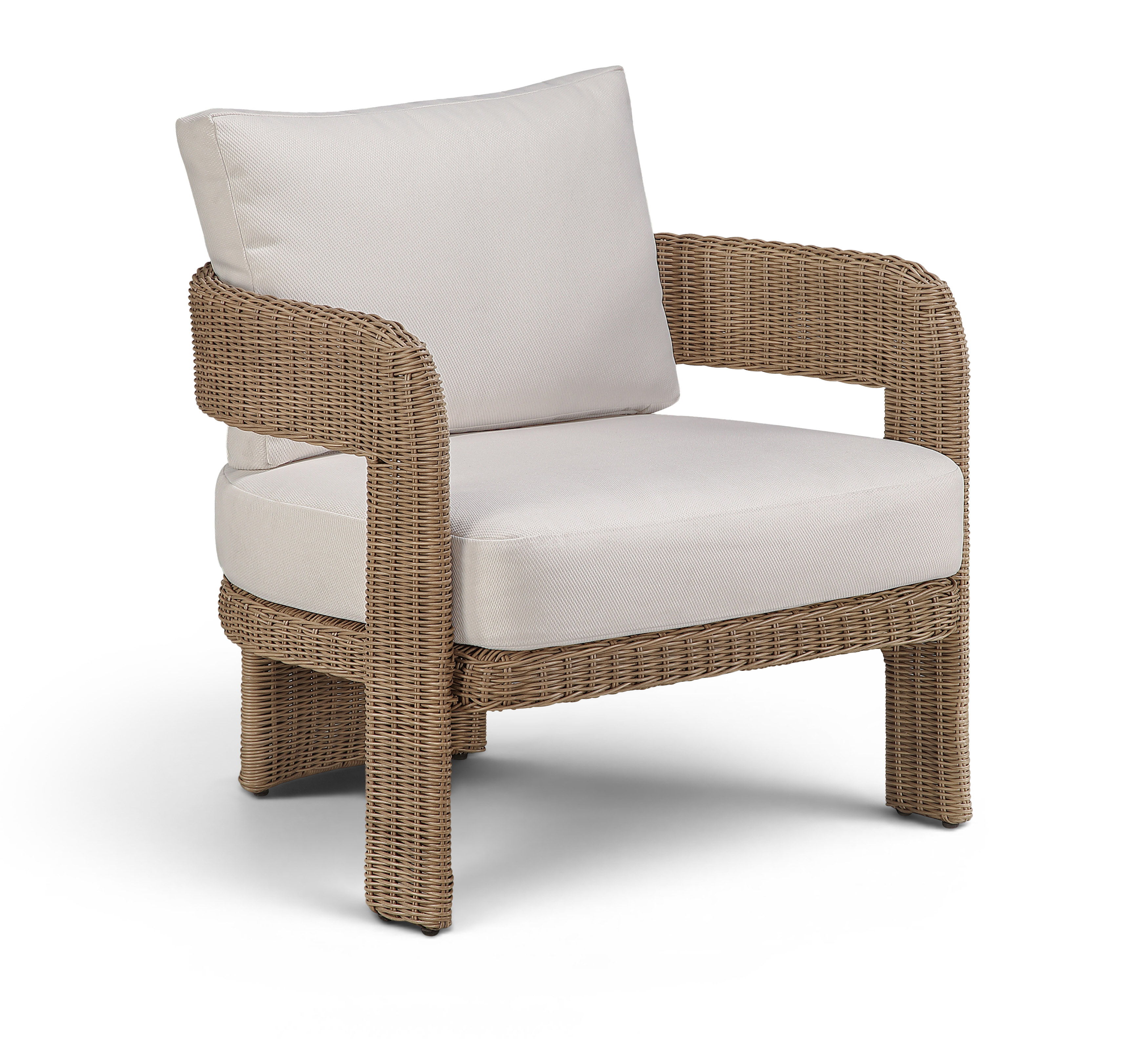 Sandbay - Olefin Water Resistant Fabric And Wicker Outdoor Patio Accent Chair - Beige