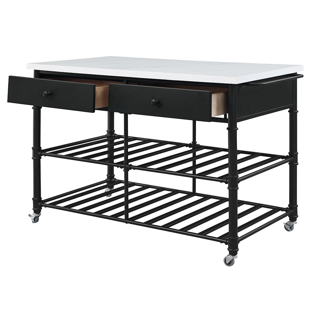 Emery - Kitchen Island - White Cultured Marble Top & Gray, white, view 2