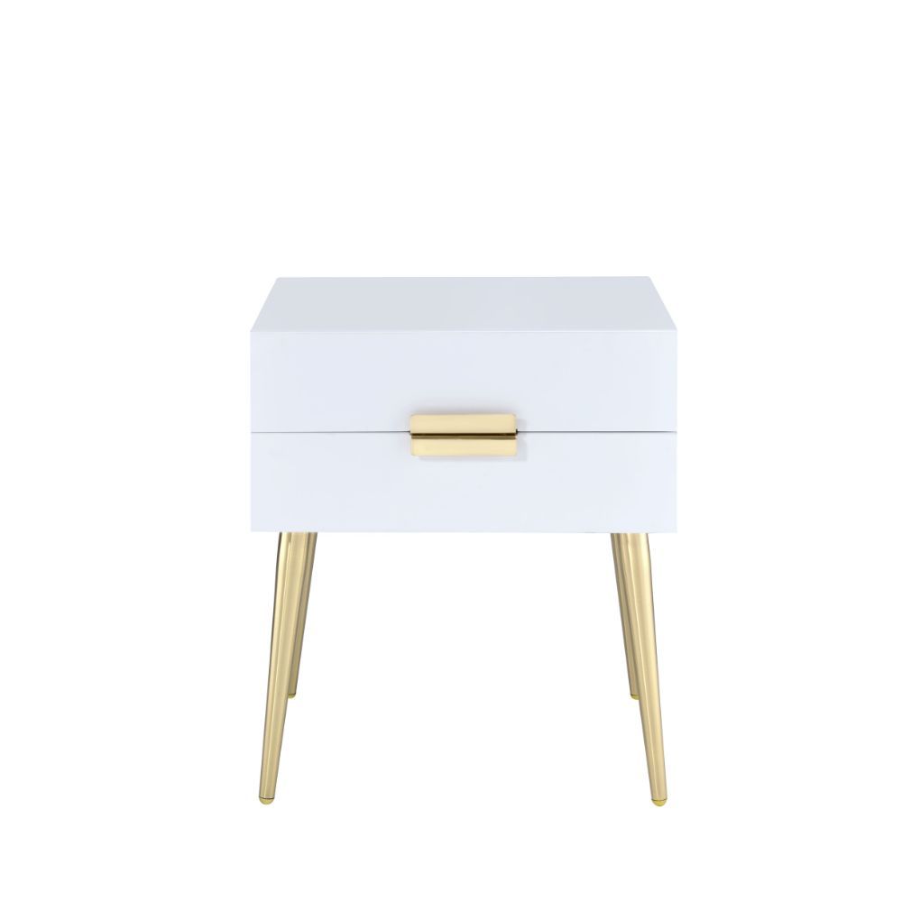 Denvor - End Table - White & Gold, white, view 2