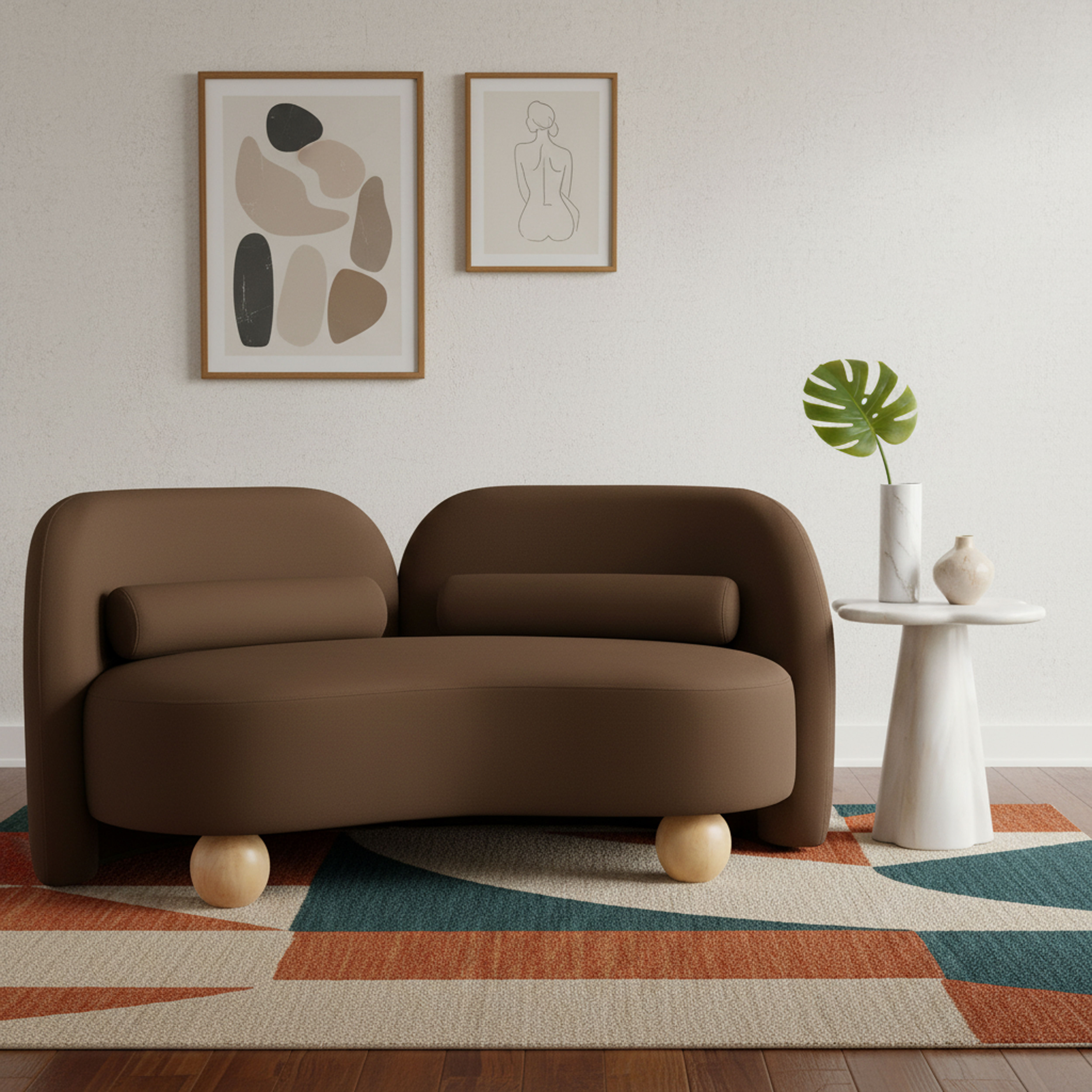 Daphne - Velvet Loveseat - Brown