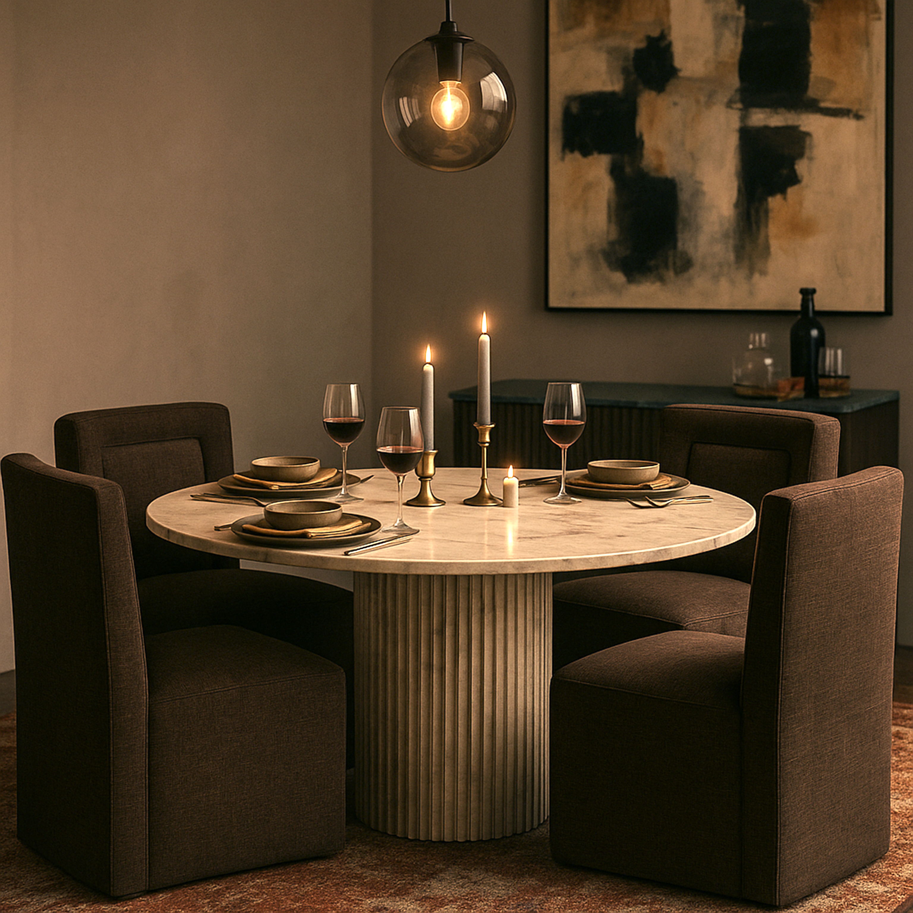 Duvina - Chenille Performance Fabric Dining Chair - Brown