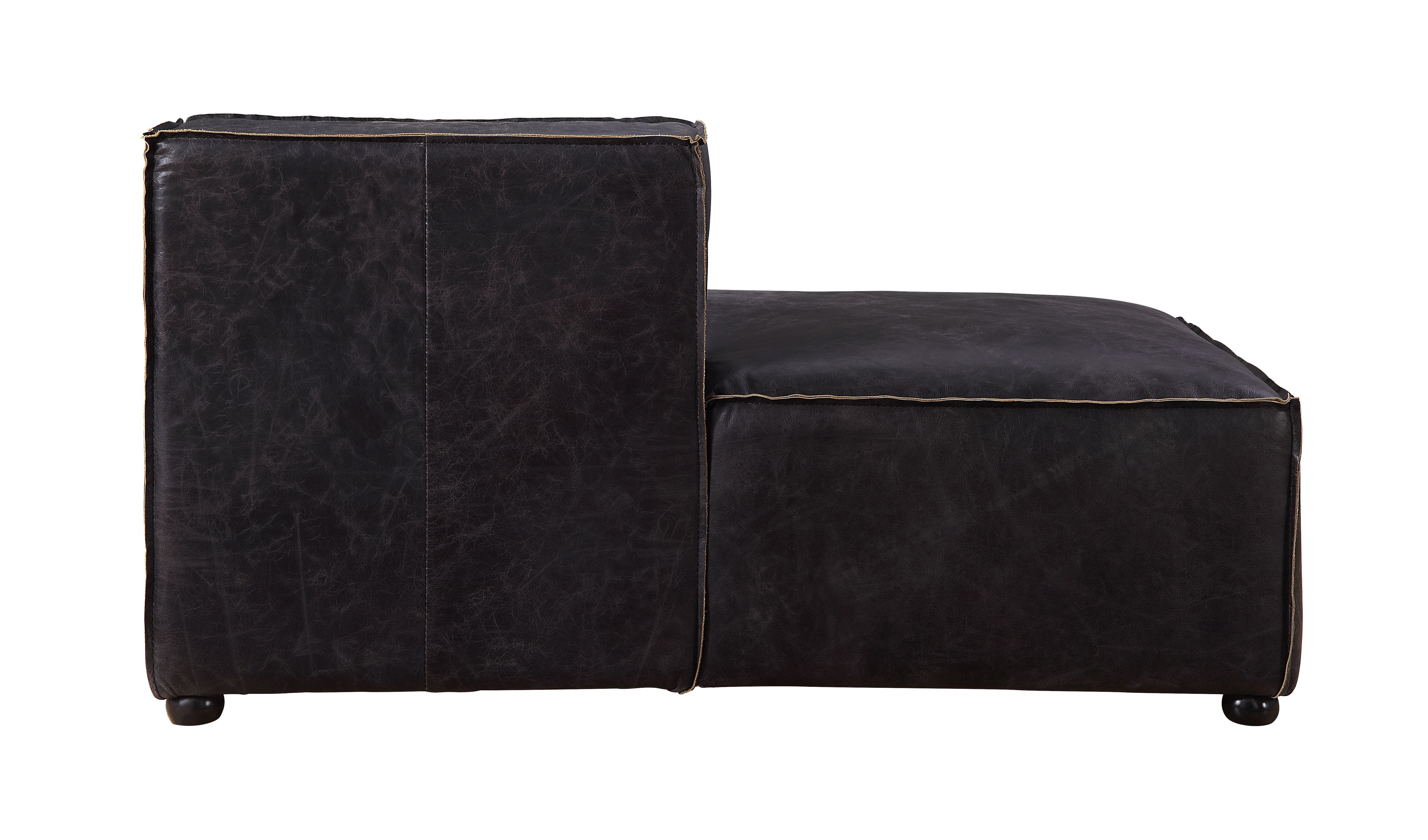 Birdie - Modular Chaise - Antique Slate Top Grain Leather, black, view 3