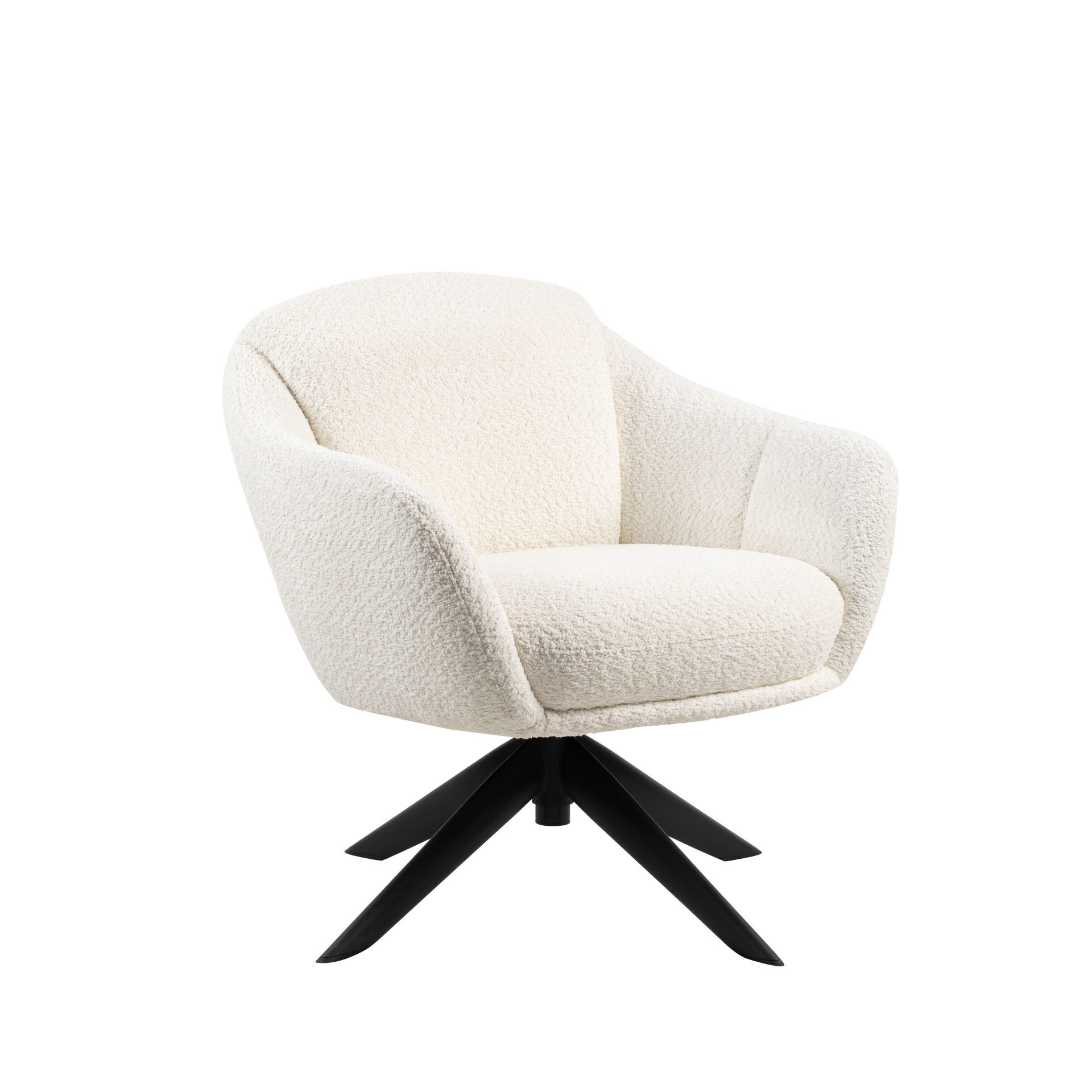 Fleming - Boucle Swivel Lounge Chair - Ivory