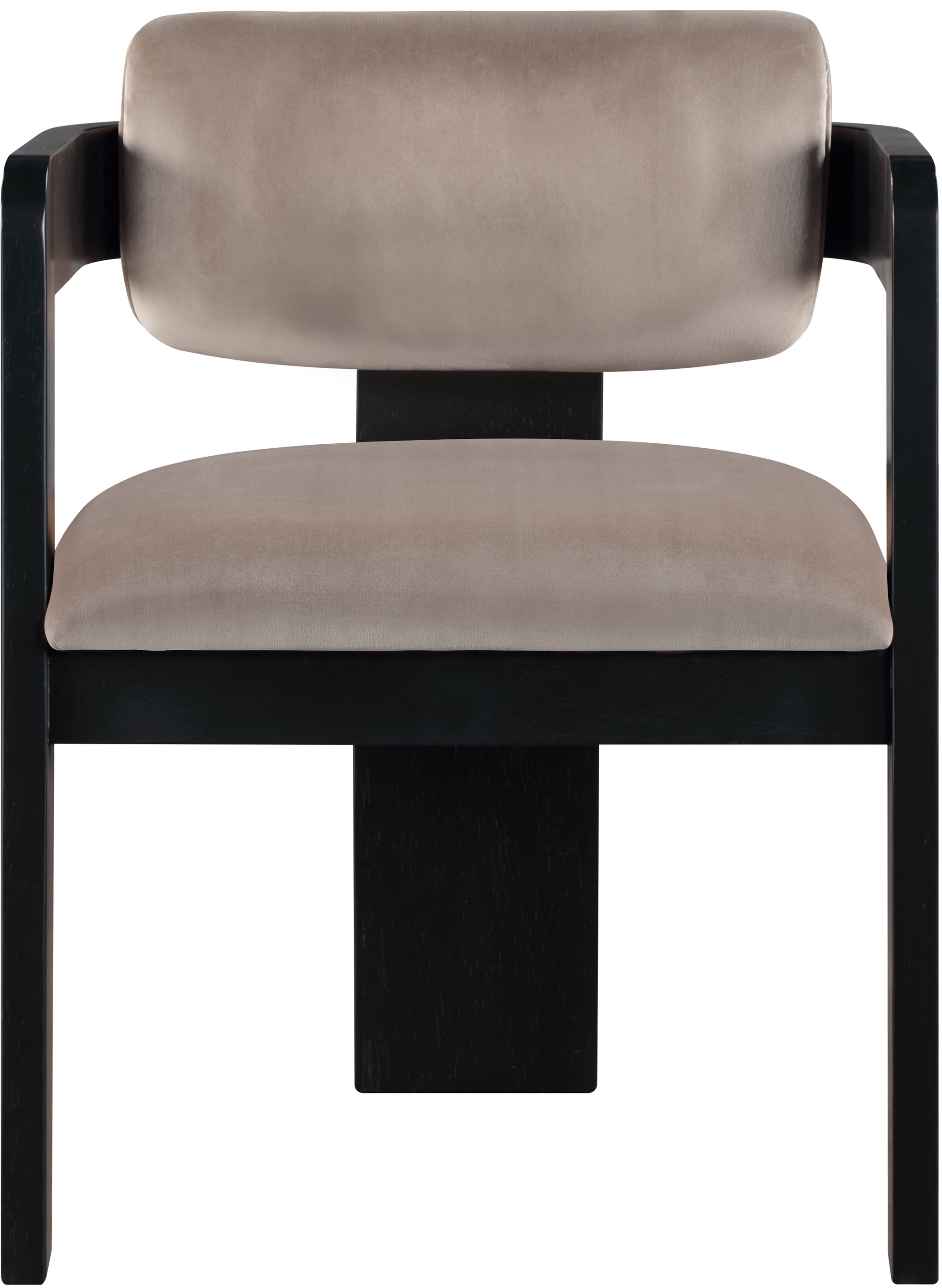 Sacha - Velvet Dining Chair With Black Base (Set of 2) - Taupe
