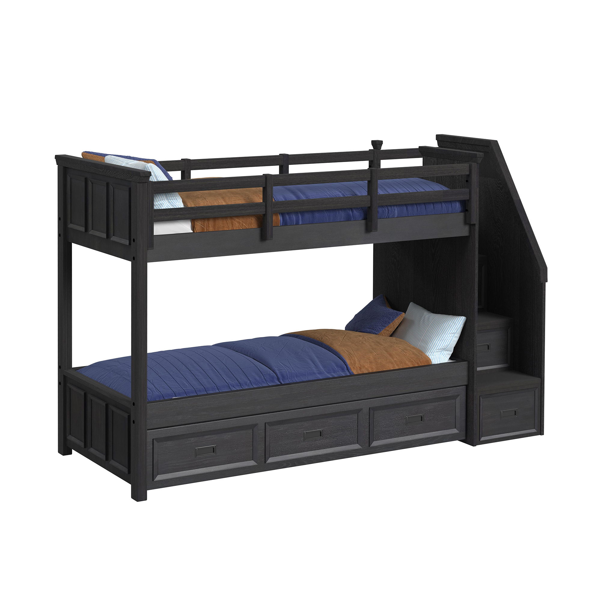 Twin Over Twin Bunk With Staircase And Trundle