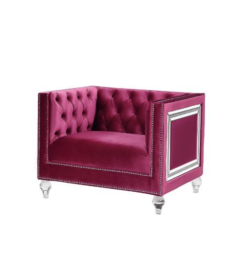 Heibero - Chair (Same Lv01402) - Burgundy Velvet, purple