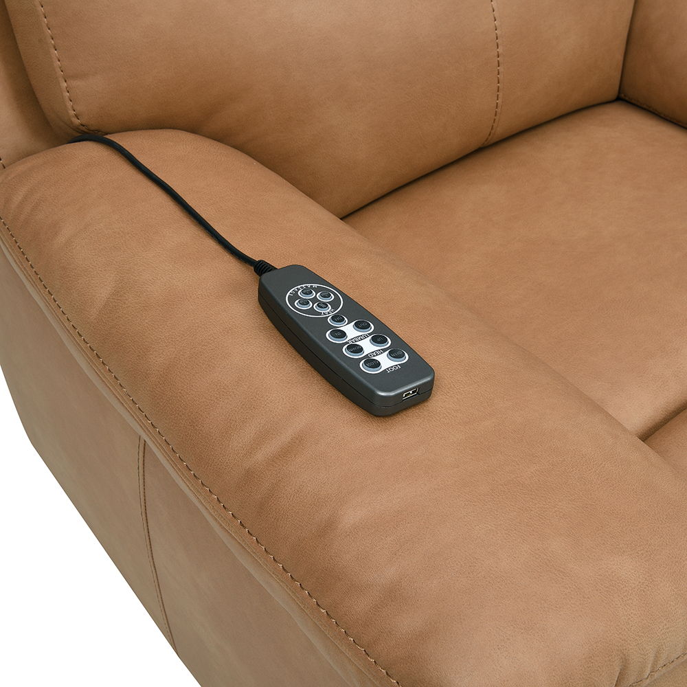 Chavis - Power Motion Loveseat With USB & Power Headrest - Brown, light brown, view 6