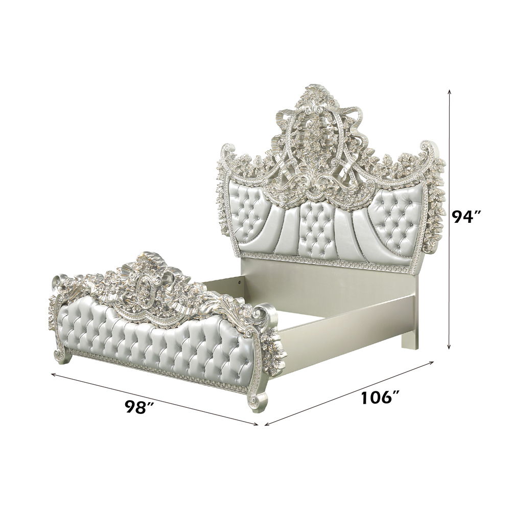 Sandoval - Eastern King Bed - Beige Synthetic Leather & Champagne, beige, view 3
