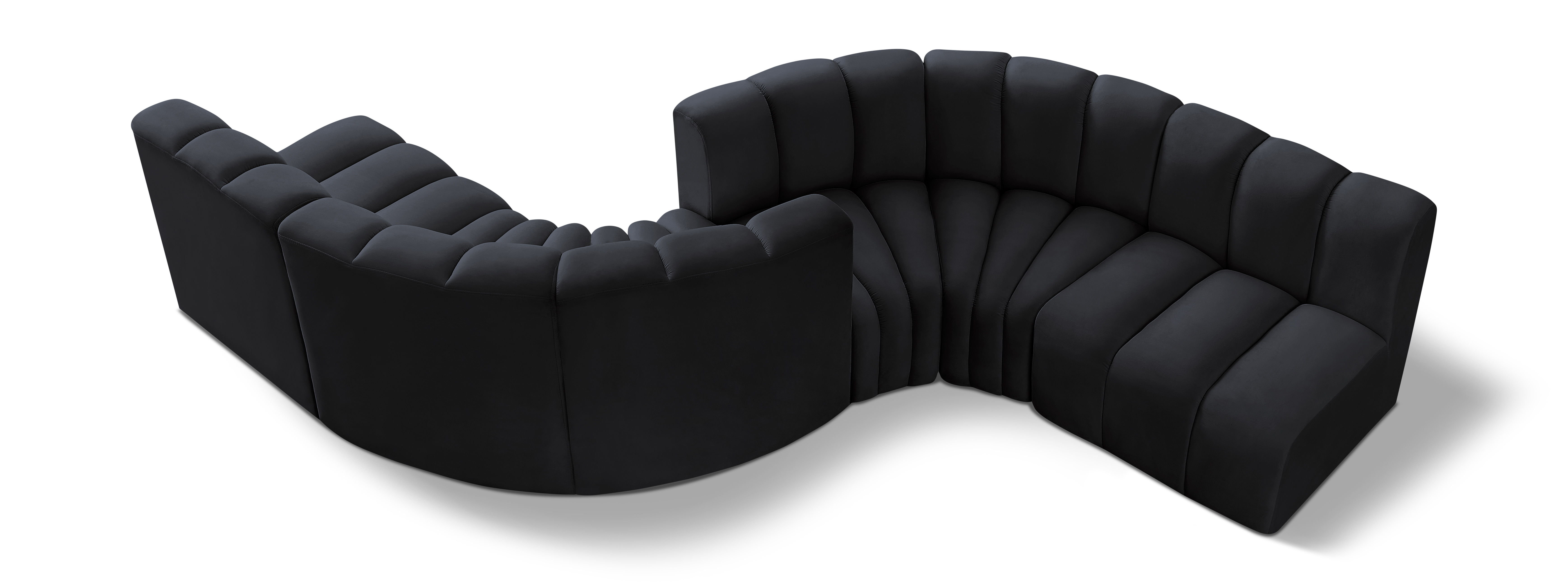 Arc - Velvet 6 Piece Modular Sofa - Black