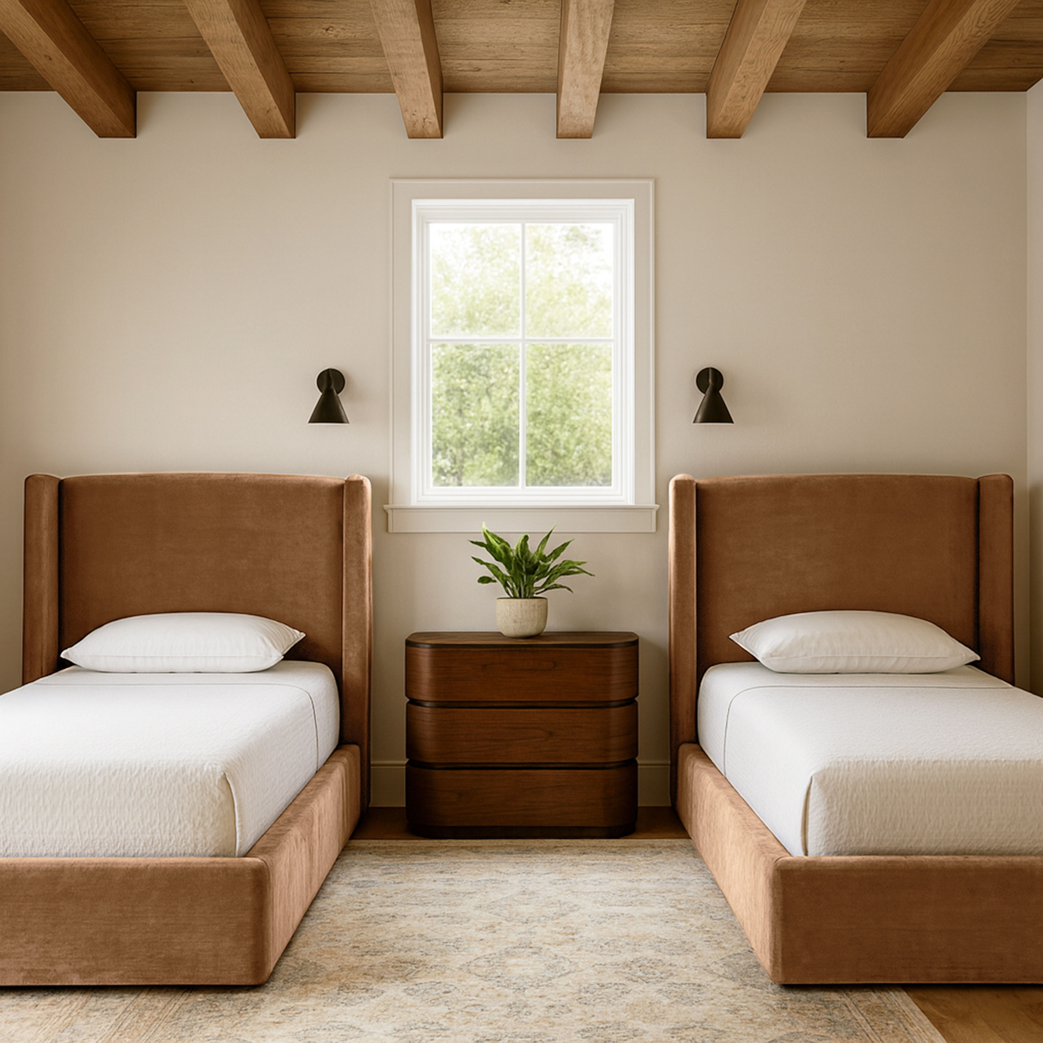 Kendall - Velvet Upholstered Twin Bed - Saddle