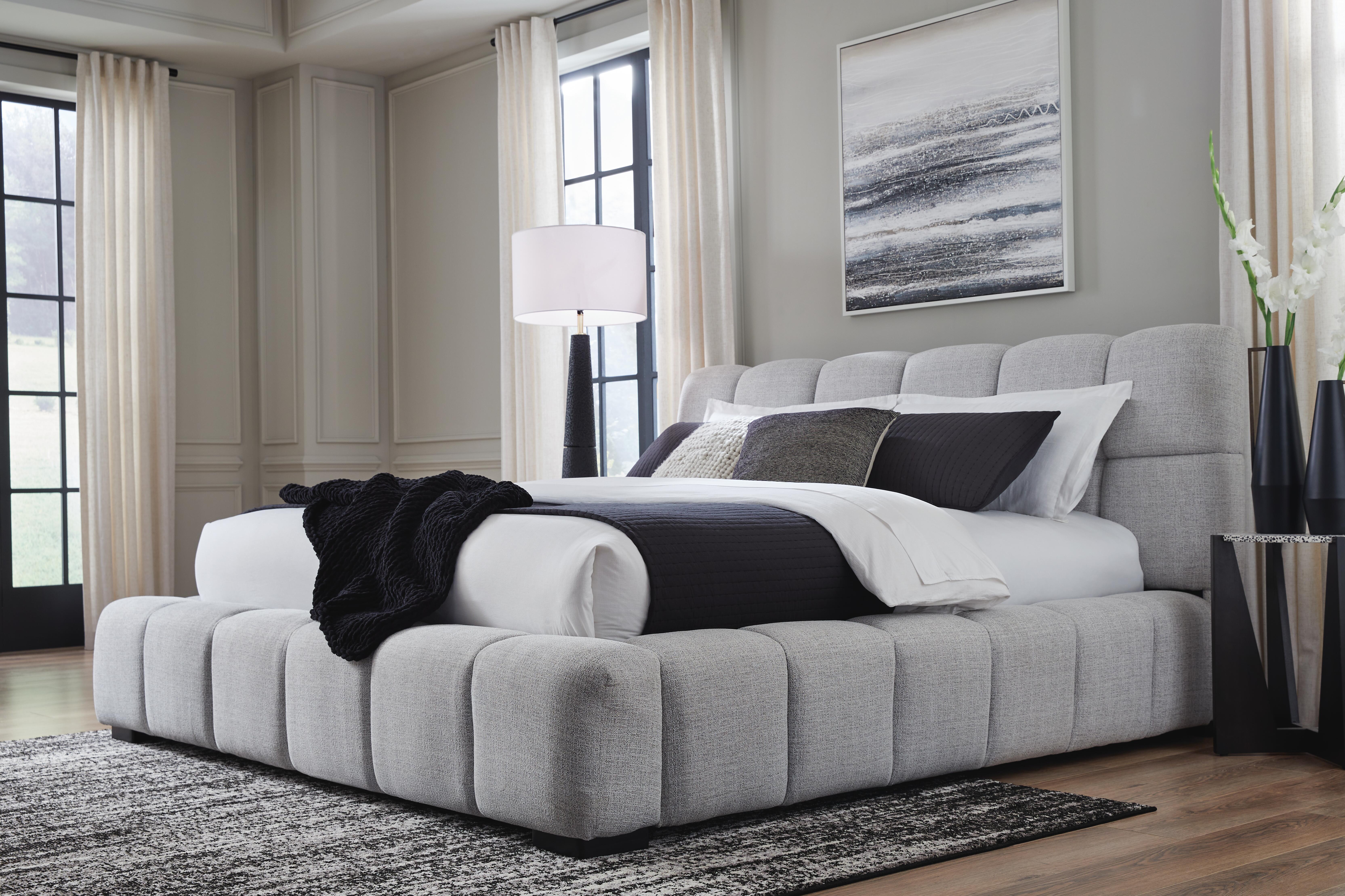 Ashley Furniture Grendusk - Queen Upholstered Bed - Light Gray - Image 7