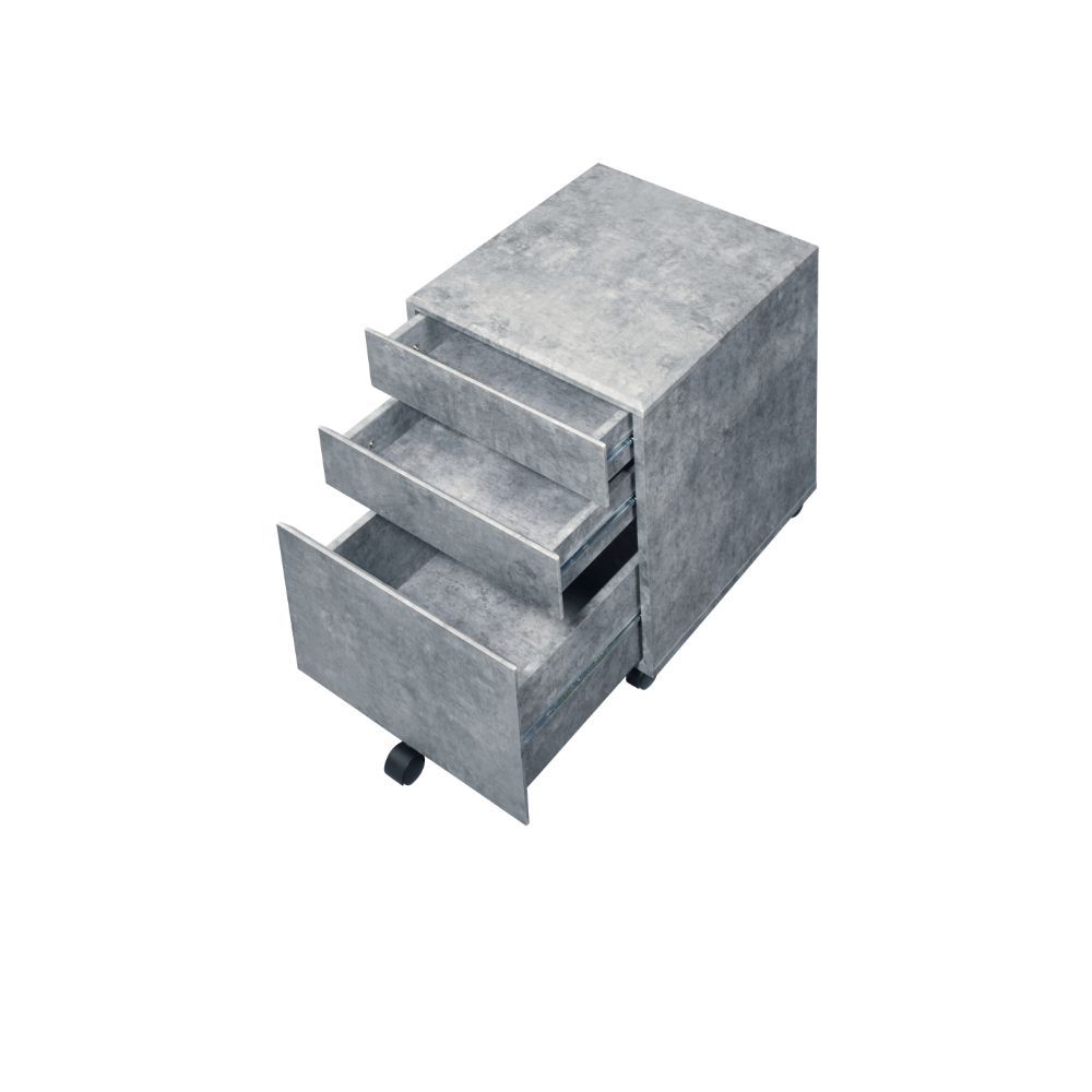 Jurgen - File Cabinet - Faux Concrete & Silver, gray, view 5
