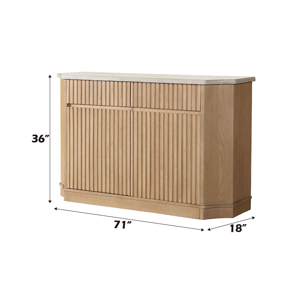 Qwin - Server With Marble Top - Marble Top & Oak, light brown, view 5