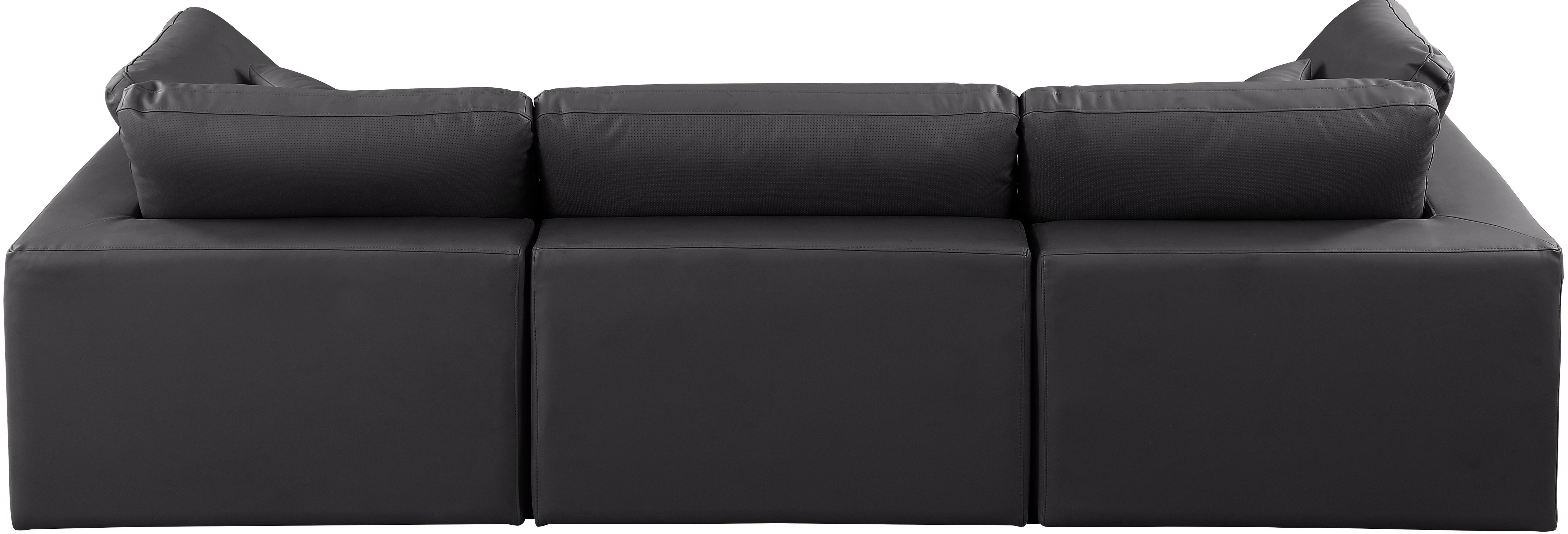 Comfy - Faux Leather Modular Sofa 3 Pieces - Black