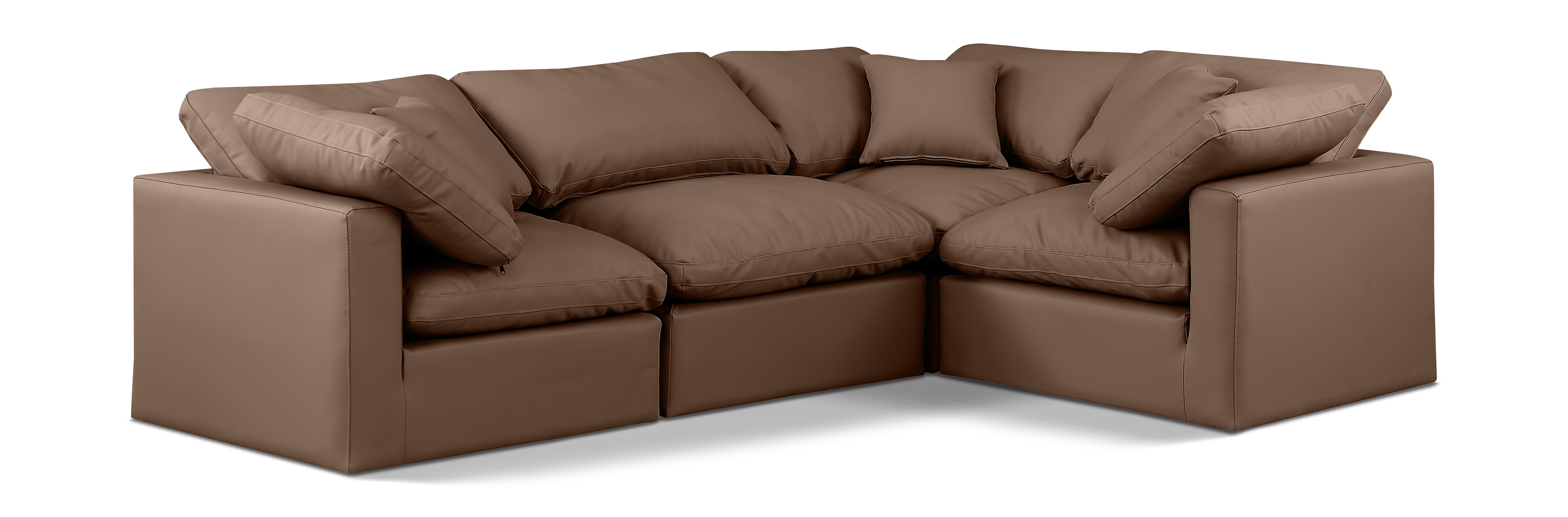 Indulge - Faux Leather 4 Piece Modular Corner Sectional - Brown