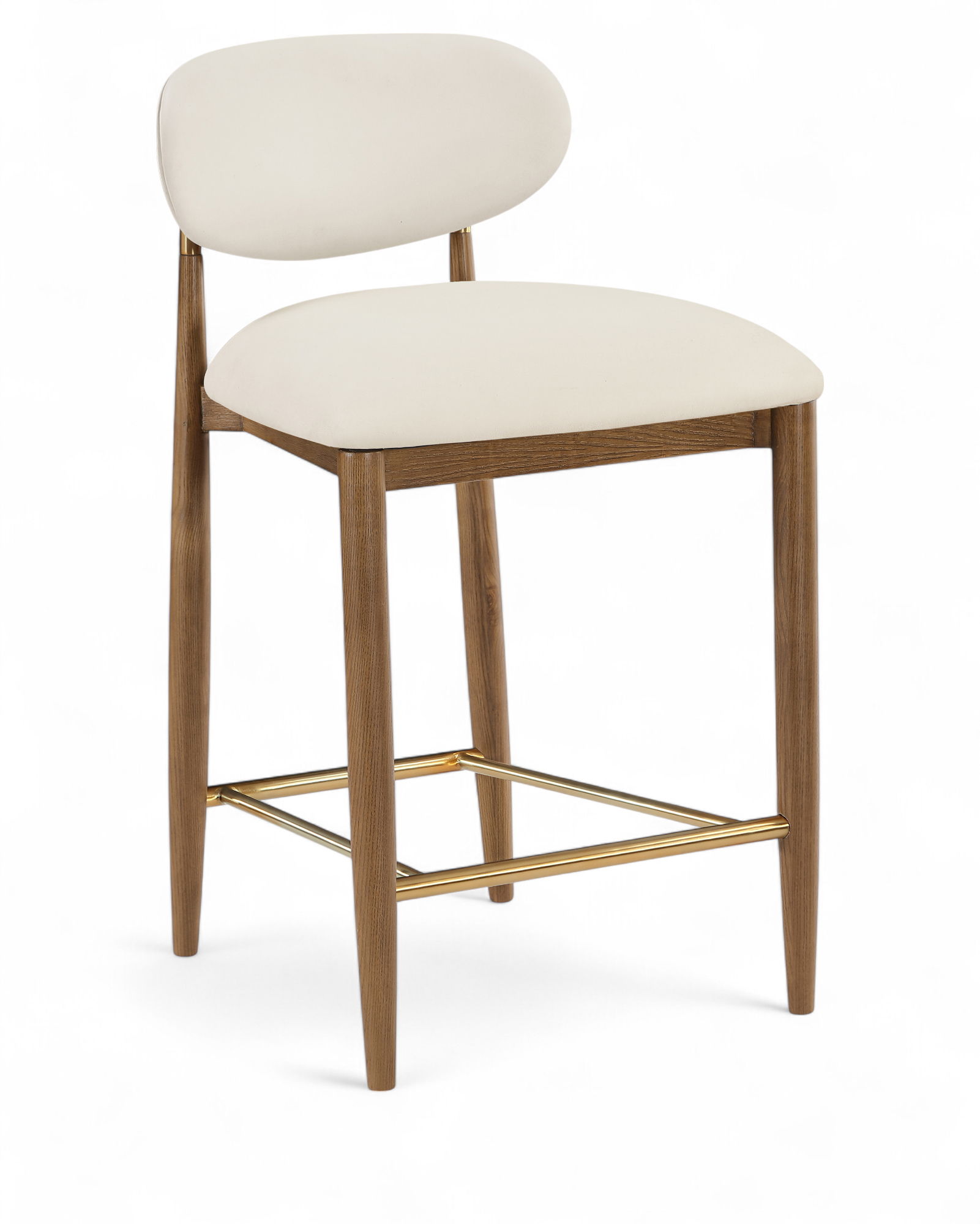 Riccio - Vegan Leather Upholstered Stool - Cream