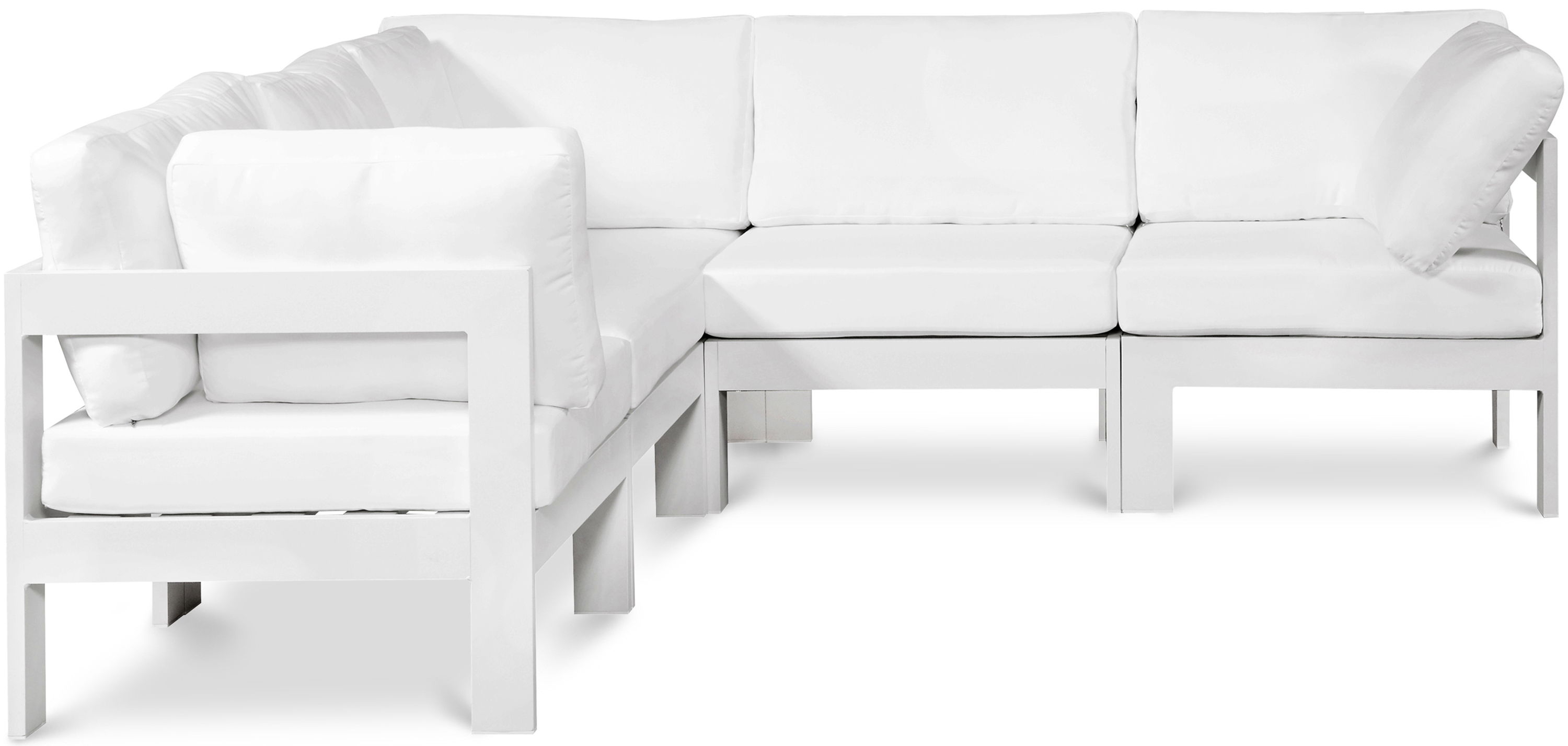 Nizuc - Outdoor Patio 5 Piece Modular Corner Sectional With White Frame - White