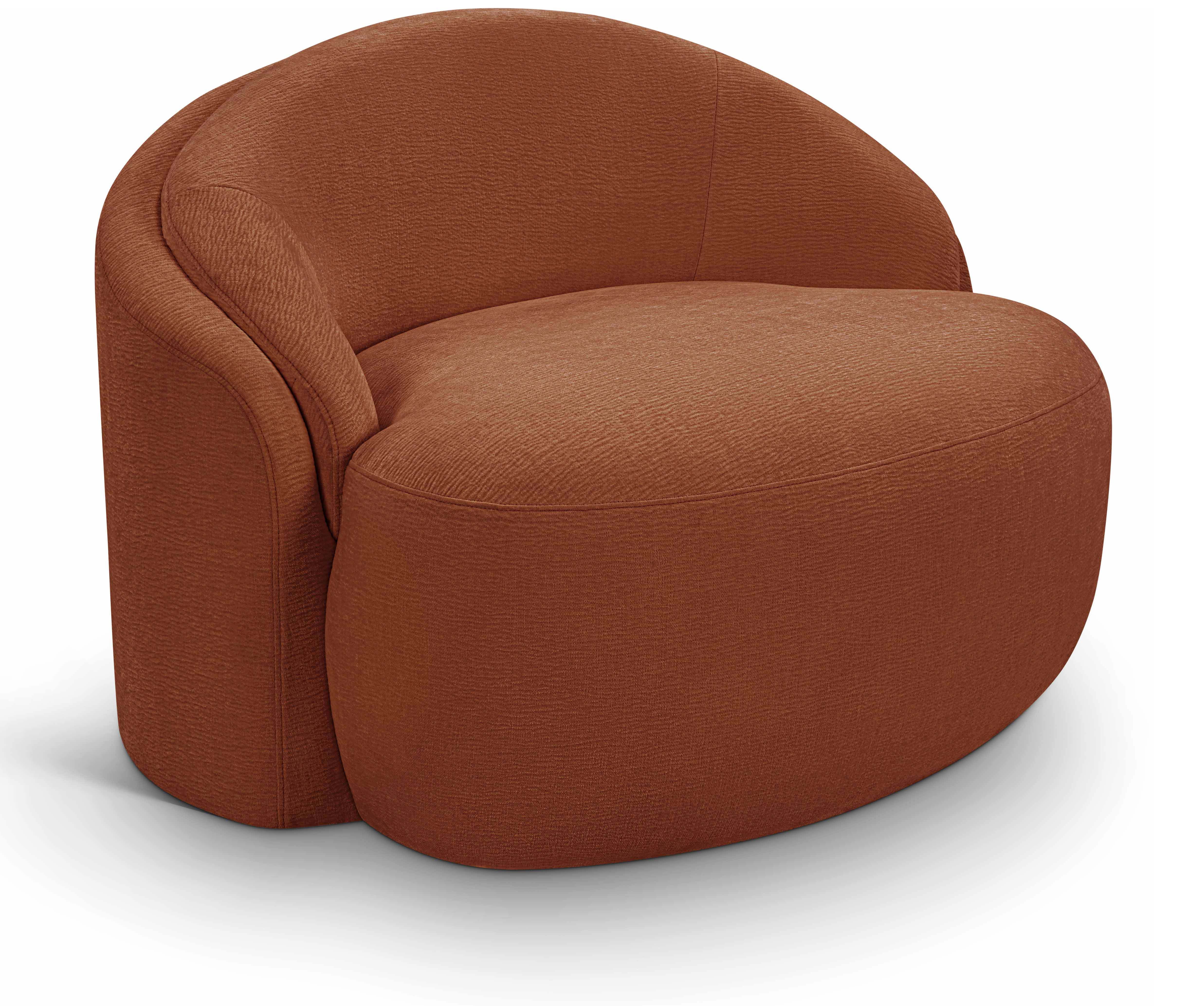 Caspian - Chenille Fabric Upholstered Chair - Cognac