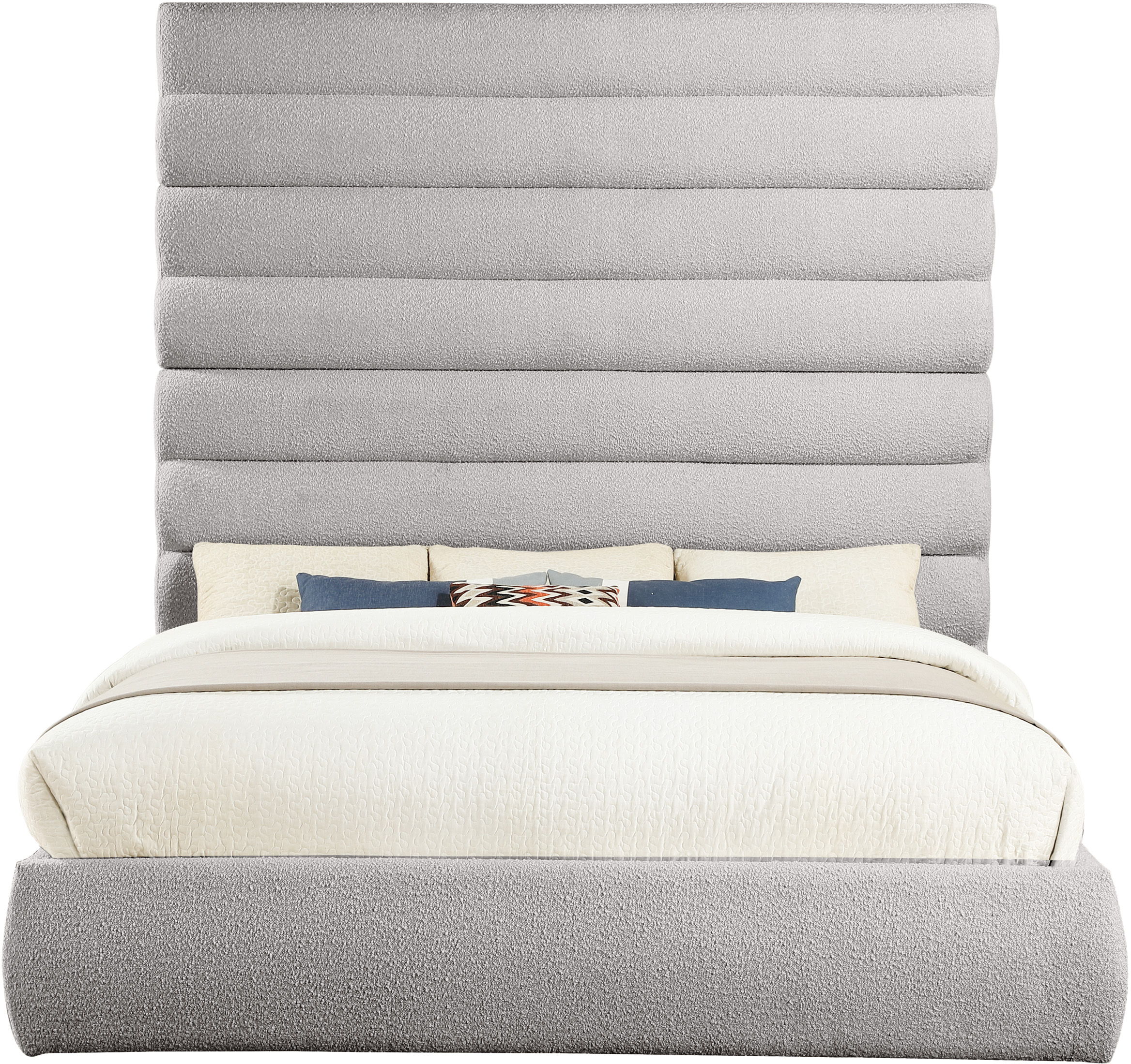 Adam - Boucle Fabric King Bed With 89" Headboard - Taupe