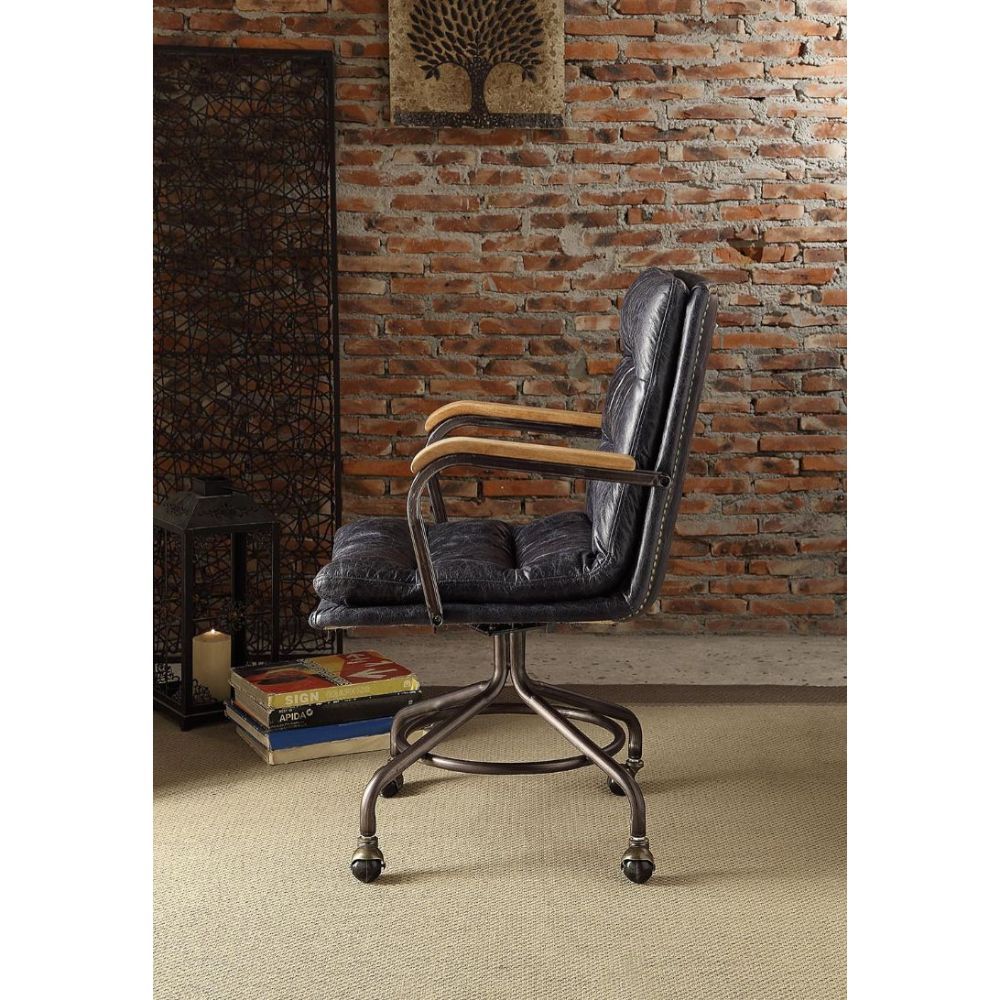 Harith II - Office Chair - Vintage Blue Top Grain Leather, blue, view 4