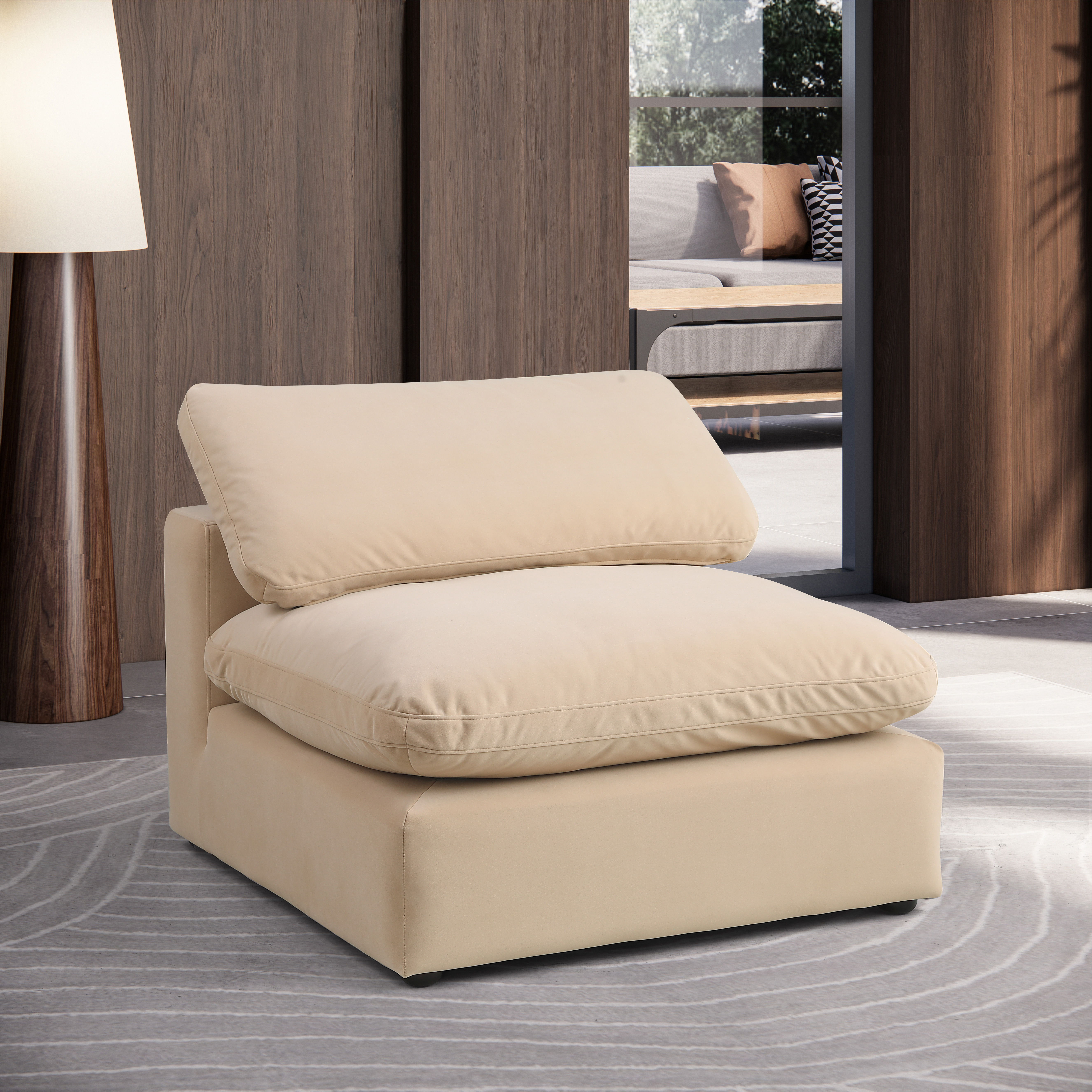 Comfy - Velvet Armless Chair - Beige