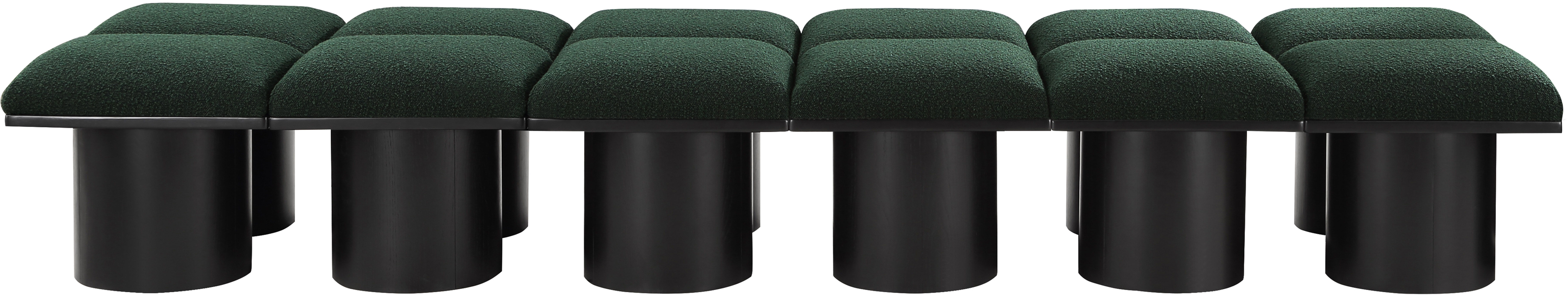 Pavilion - 108" 12 Piece Modular Bench With Black Base - Green