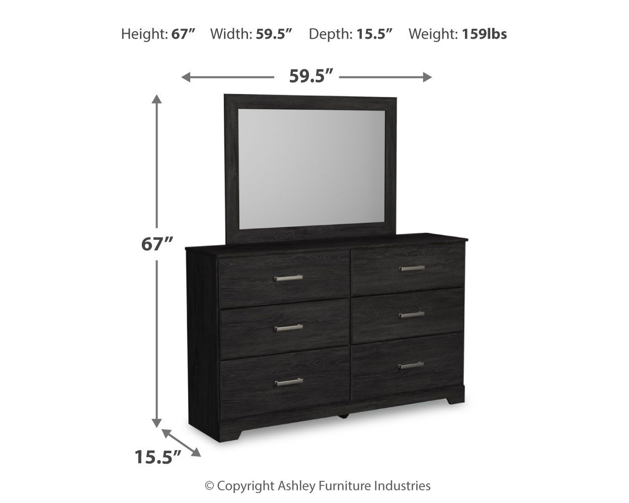 Ashley Furniture Belachime - Dresser, Mirror - Black - Image 4