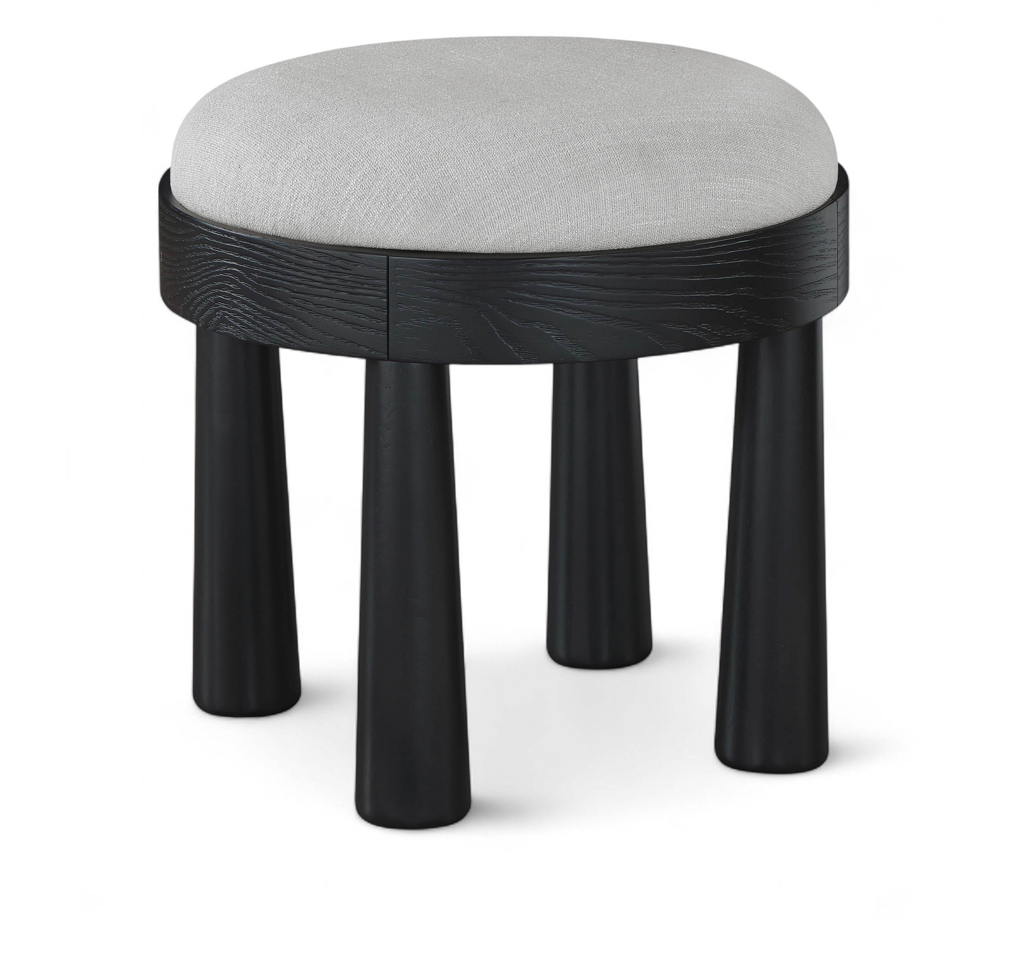Larea - Linen Textured Fabric Upholstered Ottoman - Gray