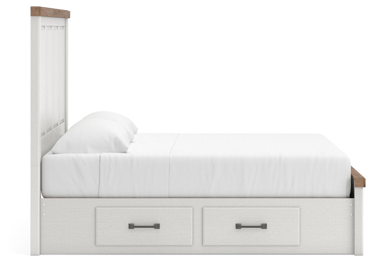 Ashley Furniture Savonport - King Panel Storage Bed With Storage Footboard And 2 Under Bed Storage Units - White / Brown - Image 6