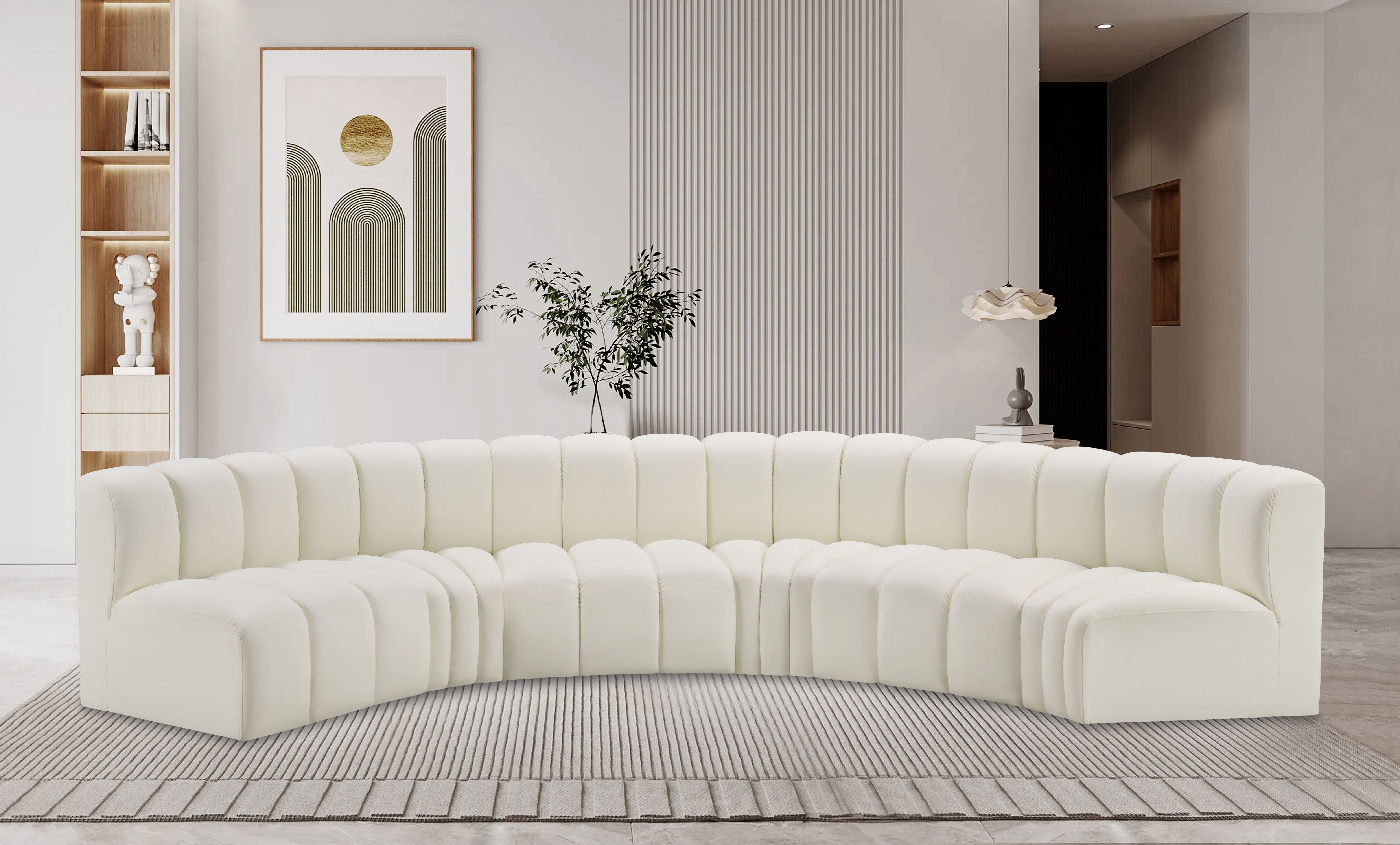 Arc - Faux Leather 6 Piece U-Shaped Modular Sofa - Cream