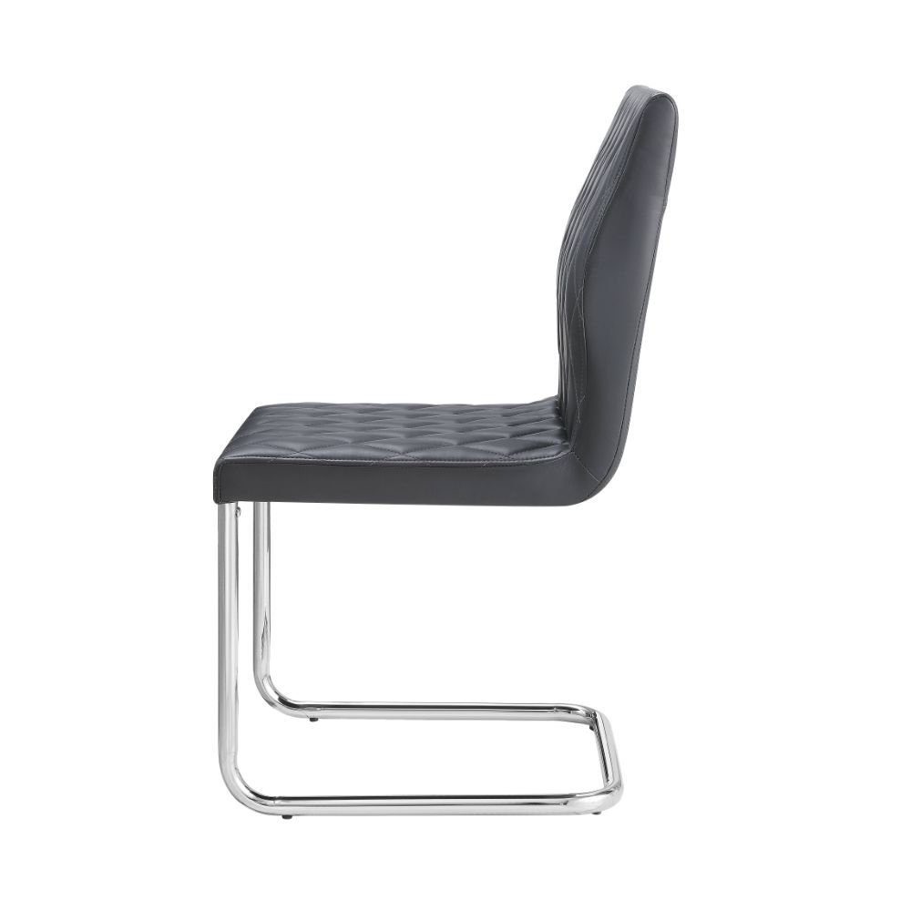 Ansonia - Side Chair (Set of 2) - Gray Synthetic Leather & Chrome, black, view 8