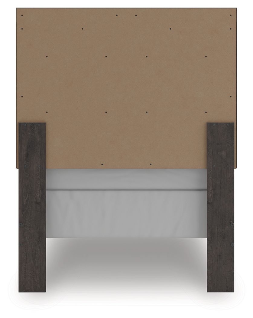 Ashley Furniture Prendonea - 6 Pc. - Dresser, Mirror, Twin Panel Bed, 2 Nightstands - Charcoal - Image 11