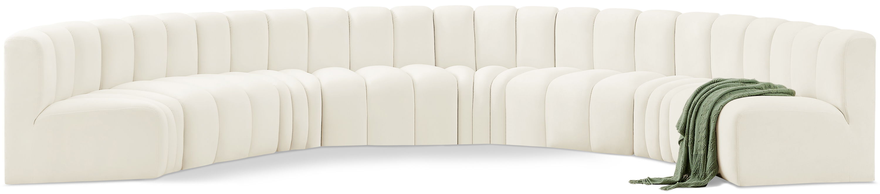 Arc - Velvet 8 Piece U-Shaped Modular Sofa - Cream