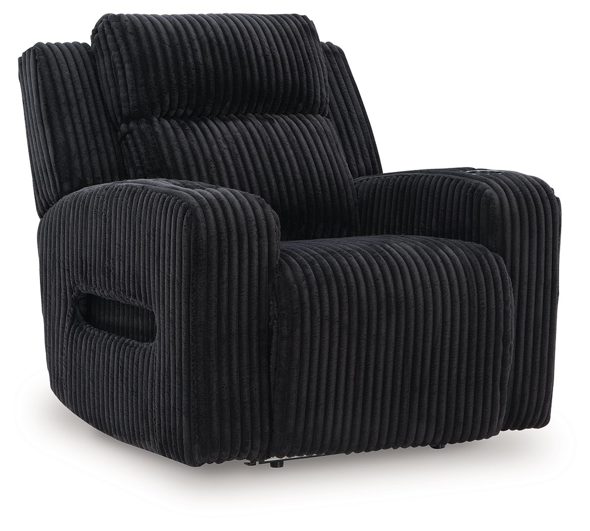 Ashley Forest Lake PWR REC Sofa with ADJ Headrest - Black – Big
