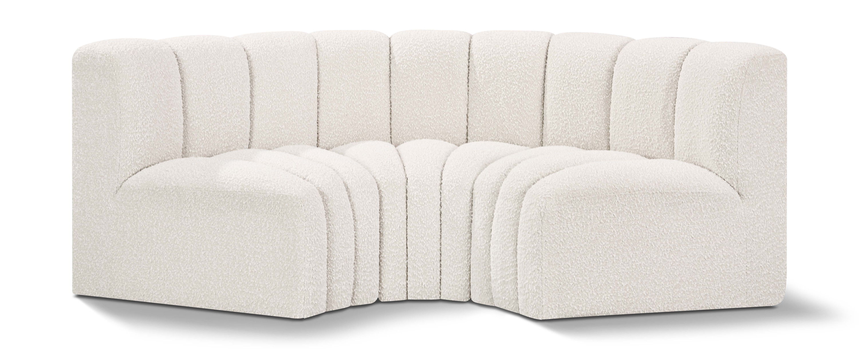 Arc - Boucle Fabric 3 Piece Modular U-Shaped Sofa - Cream