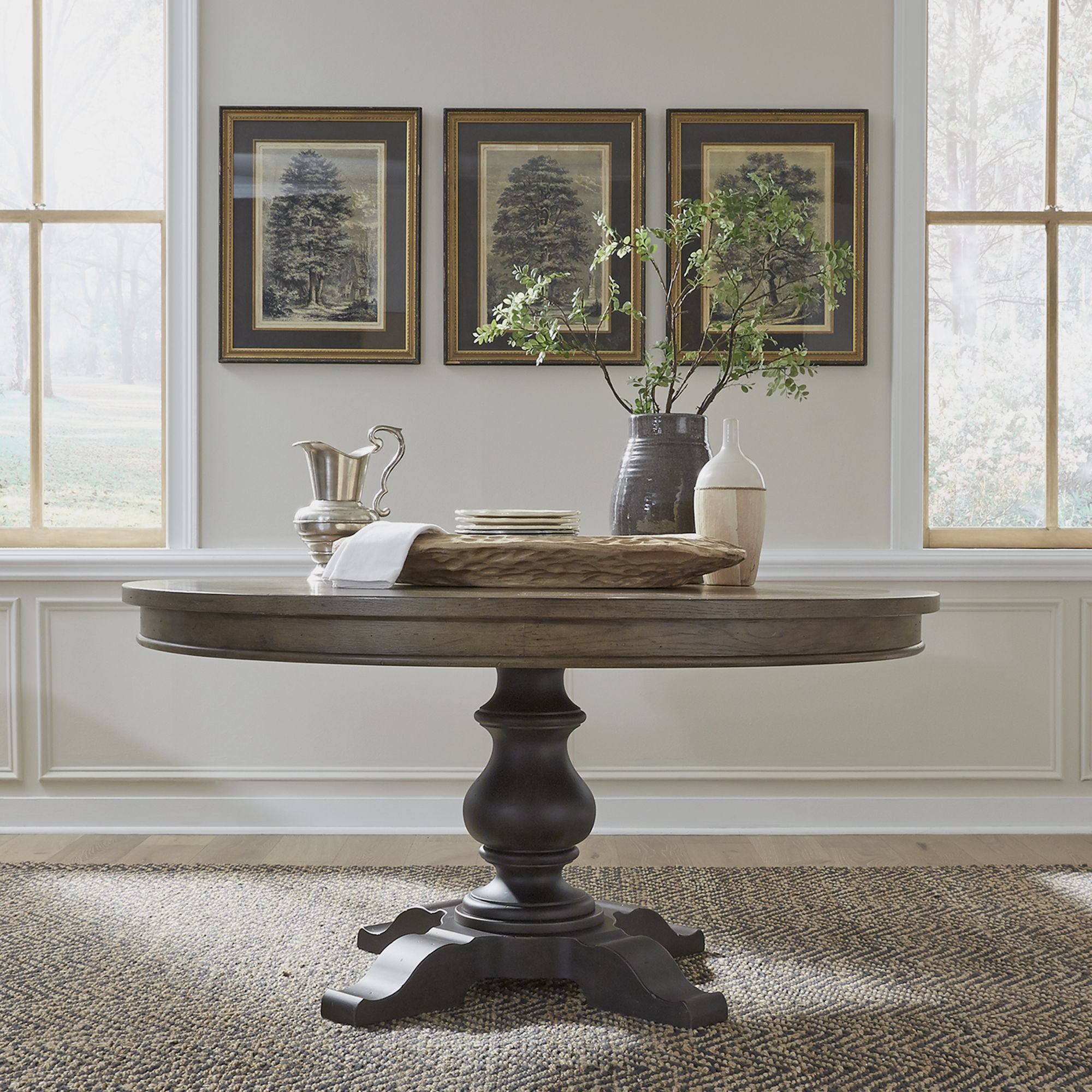Liberty Furniture Americana Farmhouse - Optional Pedestal Table - Dark Brown