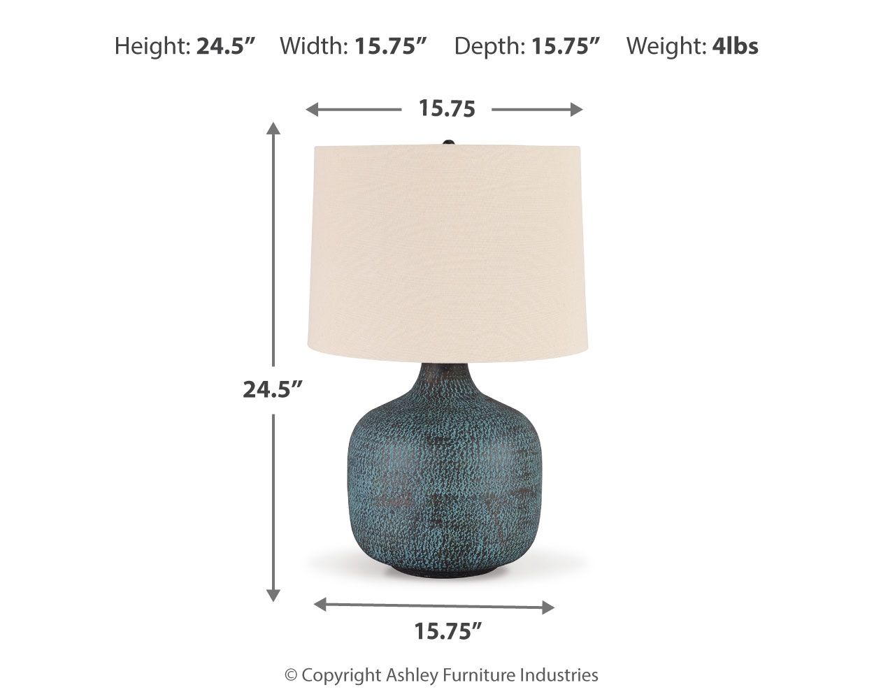 Ashley Furniture Malthace - Metal Table Lamp - Patina - Image 4