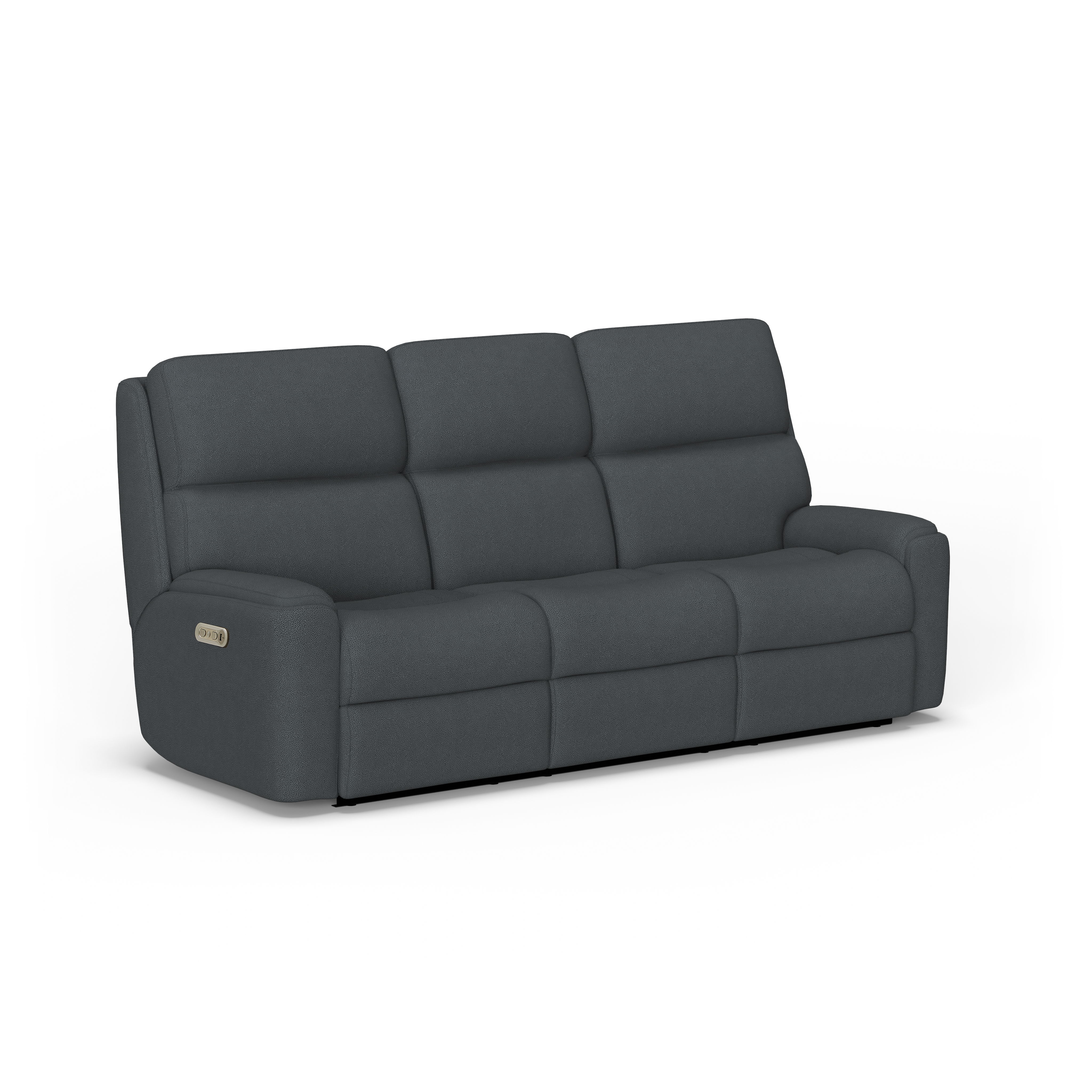 Rio - Transitional Fabric Power Reclining Sofa With Power Headrests, dark gray