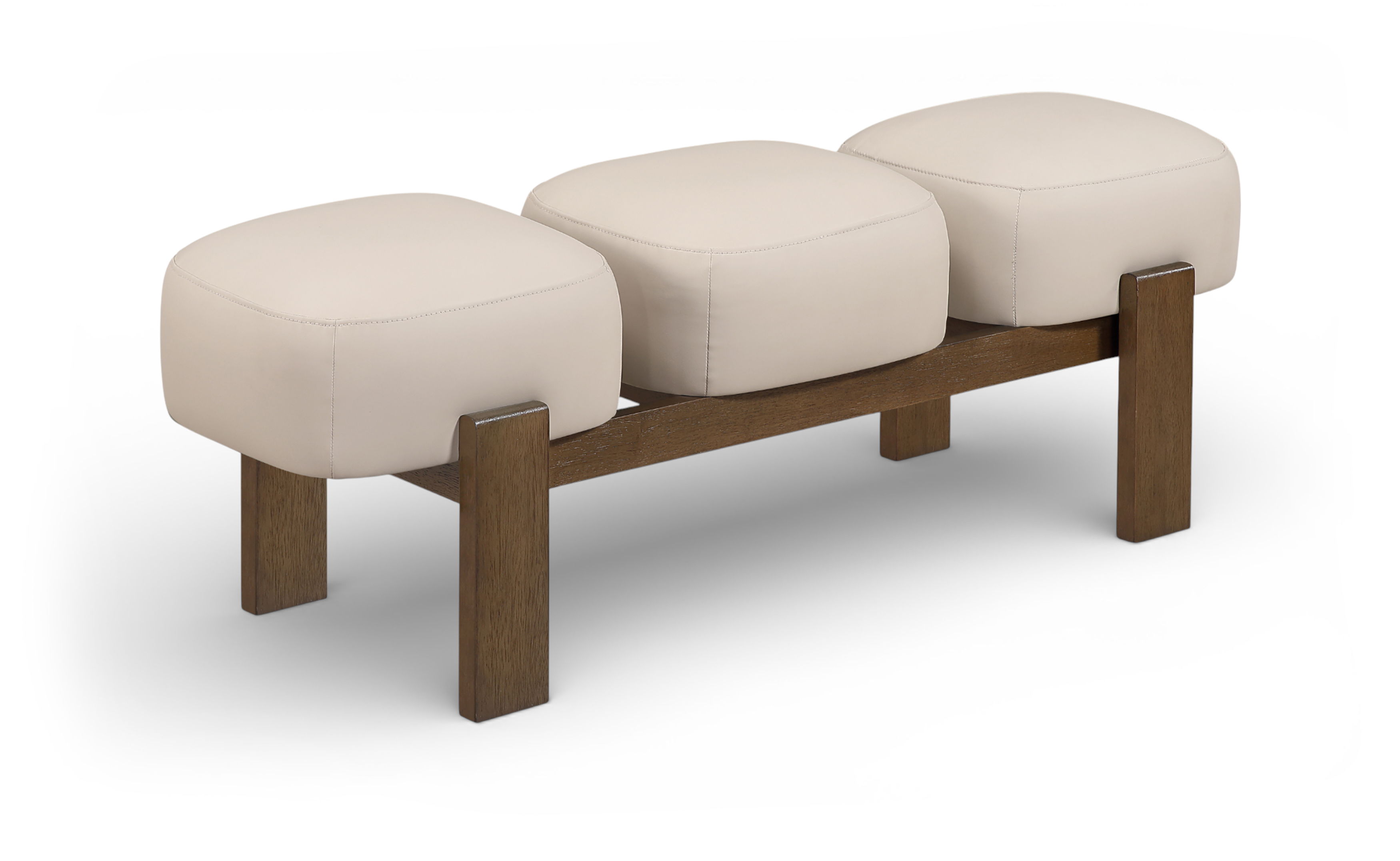 Woodcrest - Vegan Leather Upholstered Bench - Beige