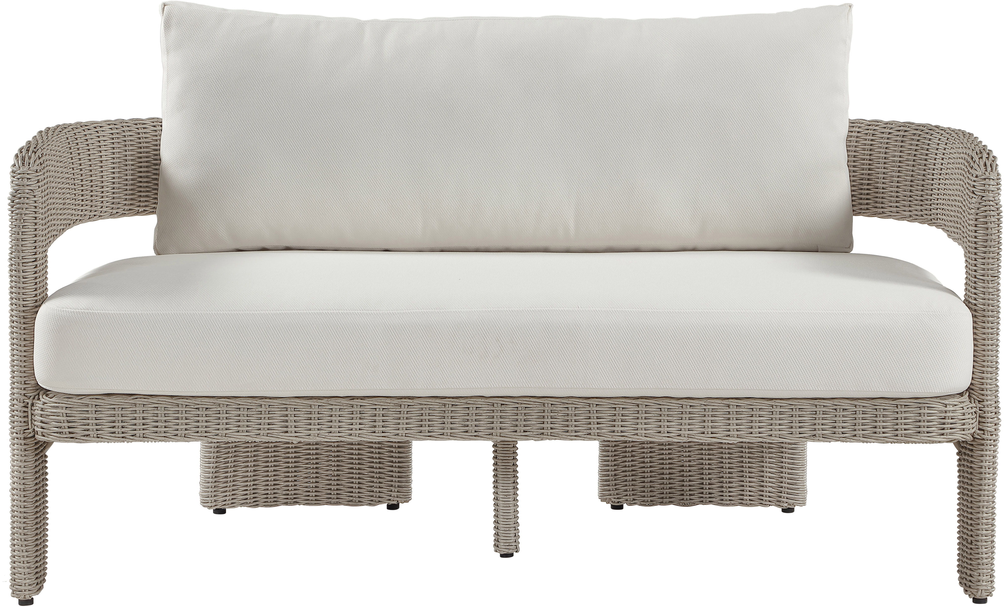 Sandbay - Olefin Water Resistant Fabric And Wicker Outdoor Patio Loveseat - Cream