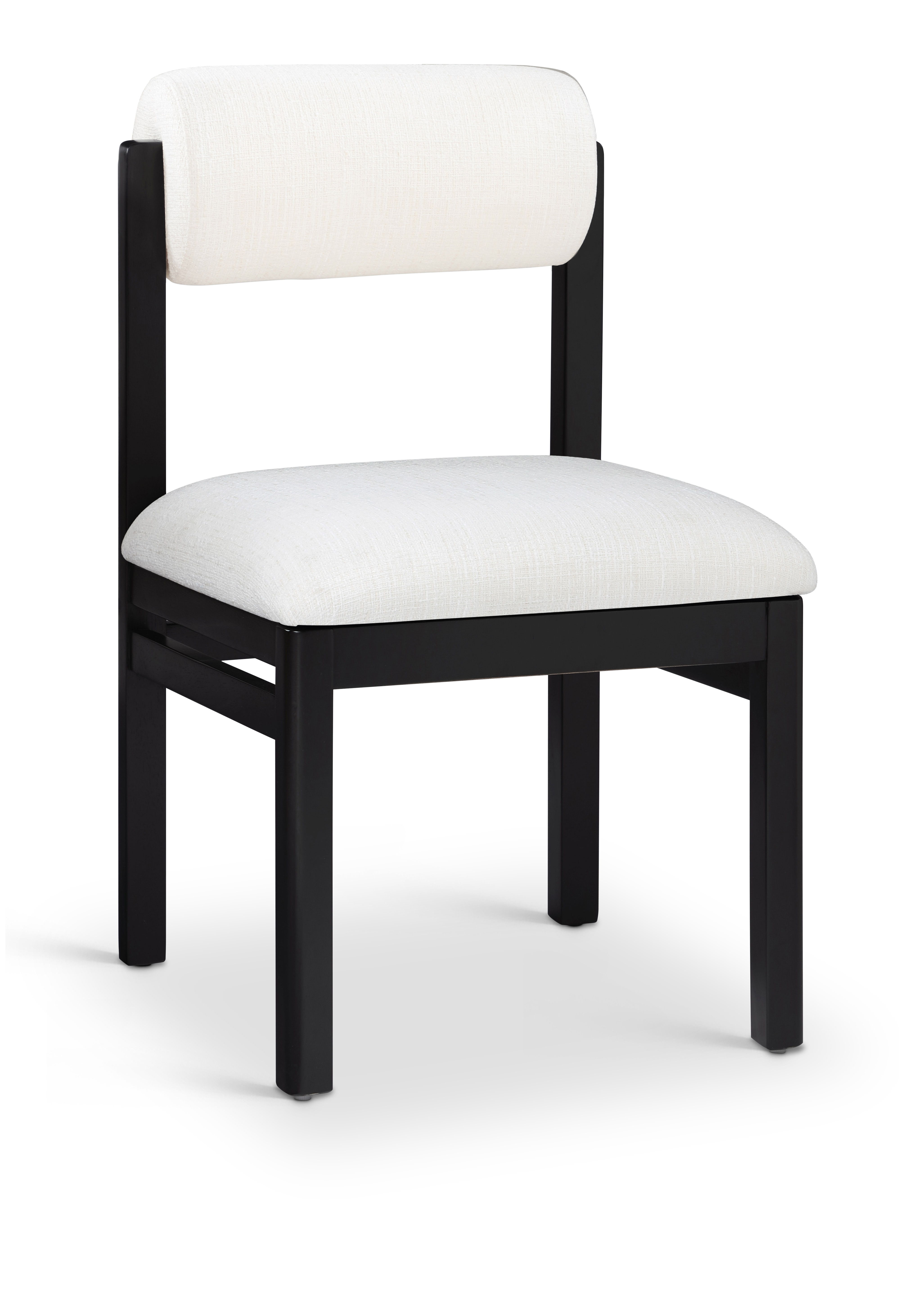 Roundhill - Linen Textured Fabric Upholstered Dining Chair (Set of 2) - Cream