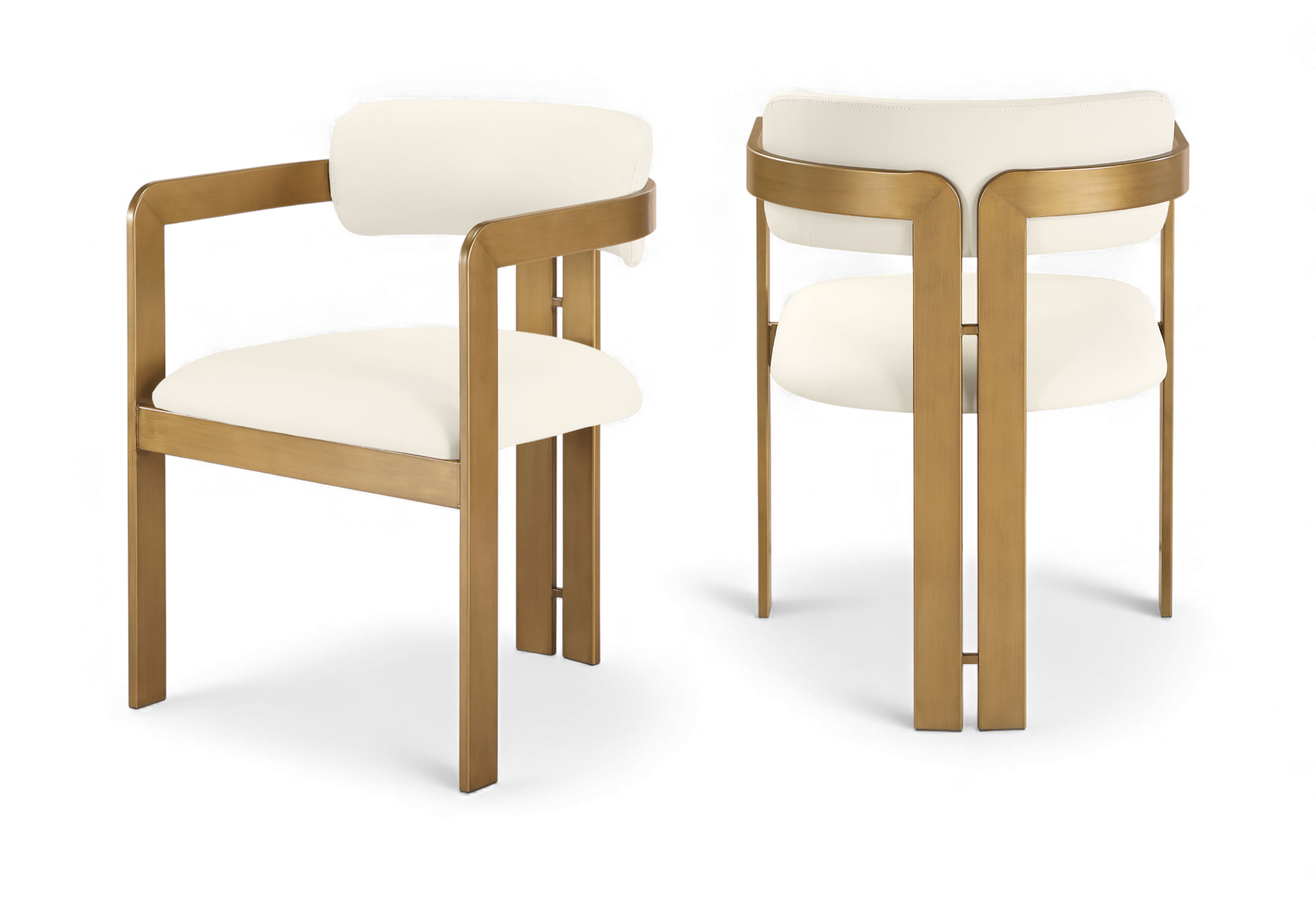 Aurum - Vegan Leather Upholstered Dining Chair (Set of 2) - Cream / Brushed Brass
