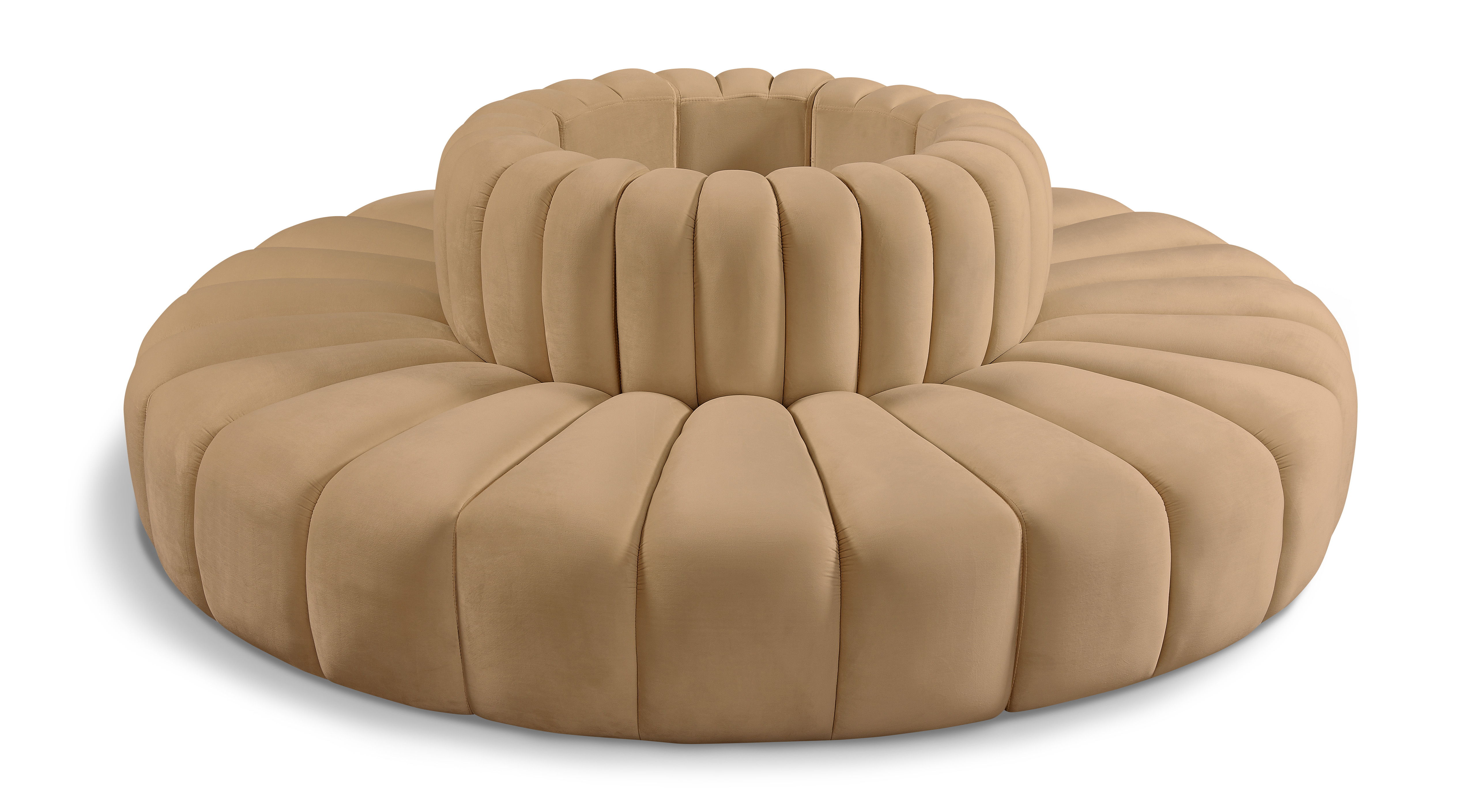 Arc - Velvet 8 Piece Round Modular Sofa - Camel