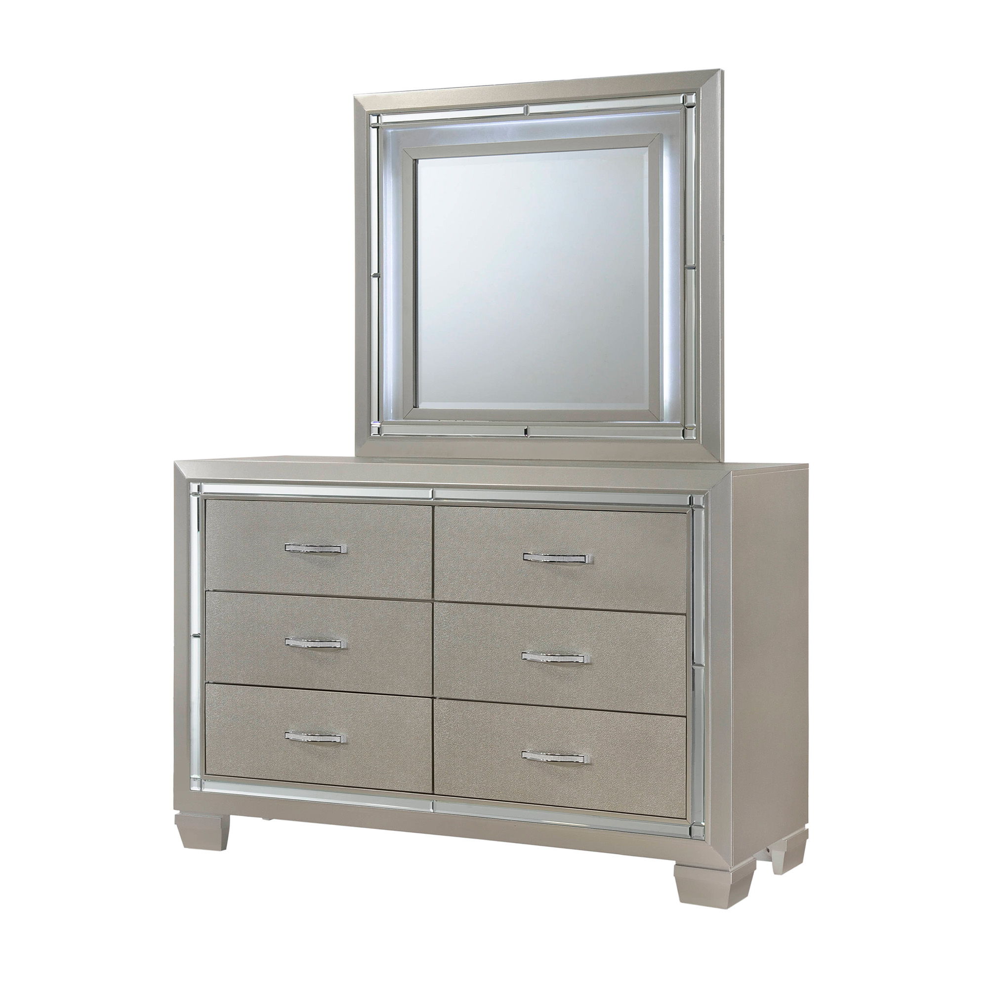Platinum - Youth Full Platform With Trundle 4 Piece Bedroom Set - Сhampagne