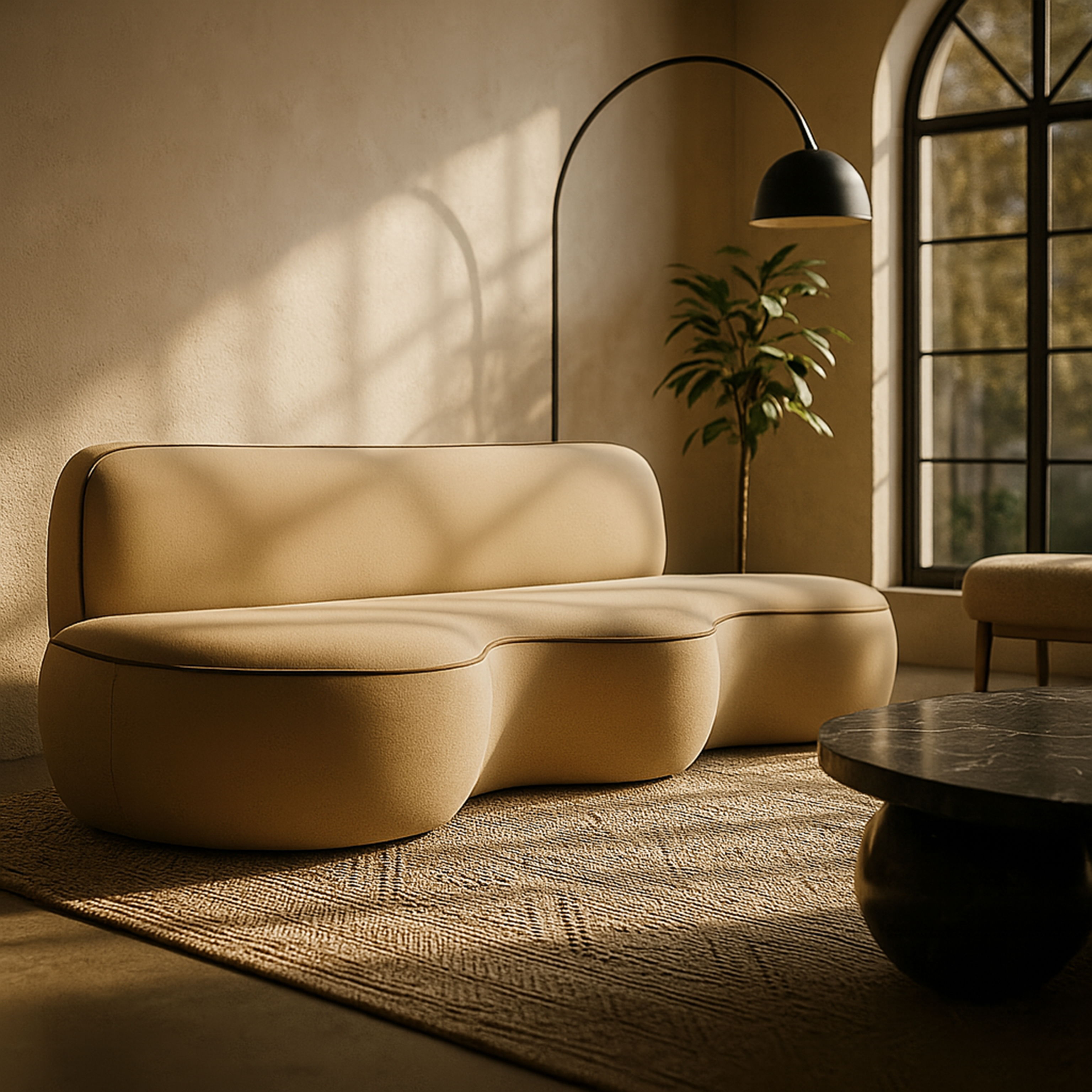 Swerve - Velvet 101" Upholstered Sofa - Beige