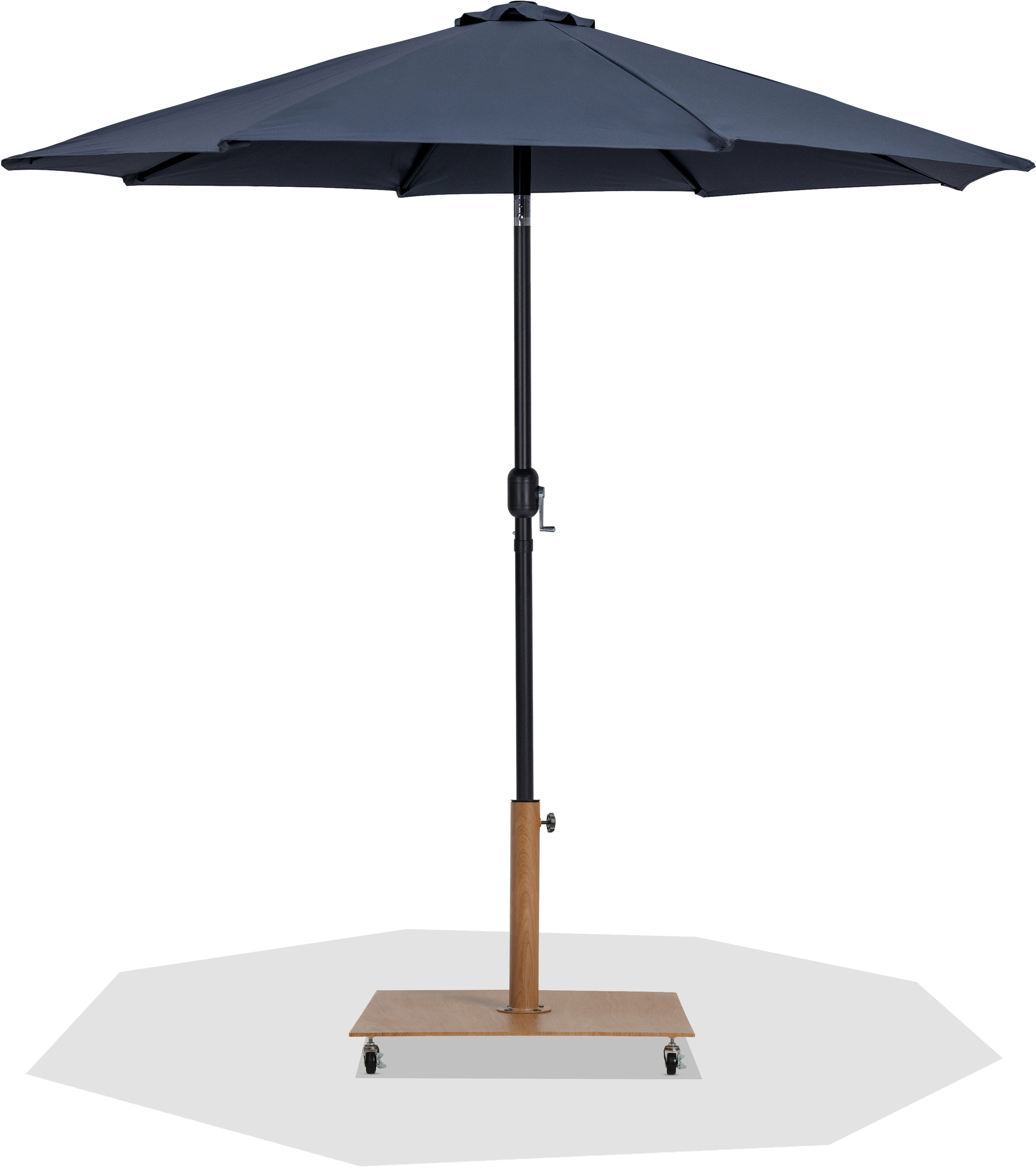 Fiji - Aluminum Patio Umbrella With Square Teak And Black Base - Gray