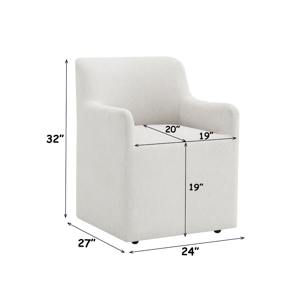 Cafell - Arm Chair With Swivel Casters - Cream, white, view 8